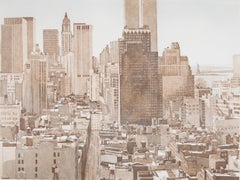 « View Over Soho, Lower Manhattan » signé Philip Pearlstein, New York, imprimé 
