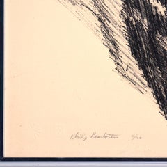 "Two Female Models on Rocker and Stool" Lithograph with Seated Nude Females