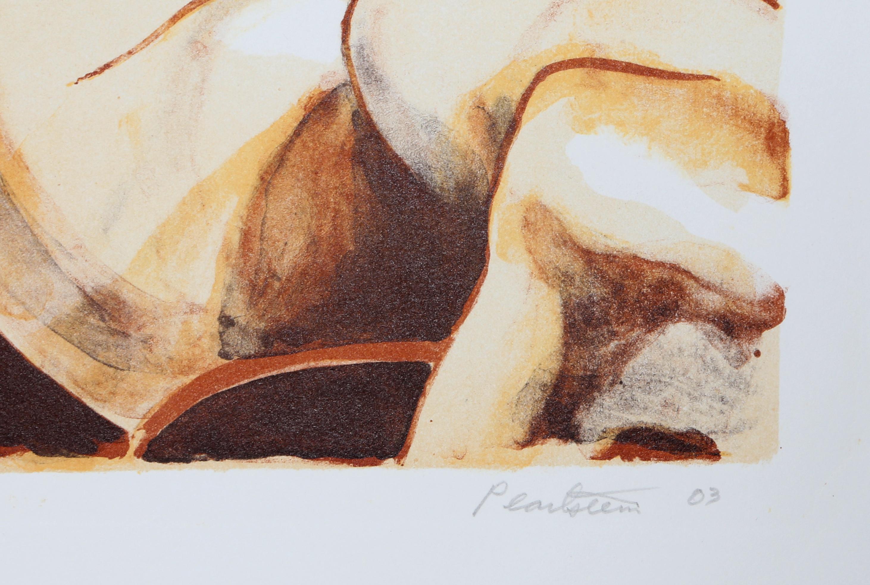 Nackte Frauen mit Löwe – Print von Philip Pearlstein