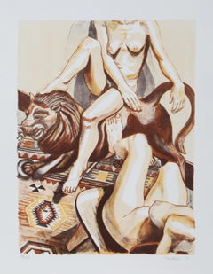 Two Nude Women with Lion