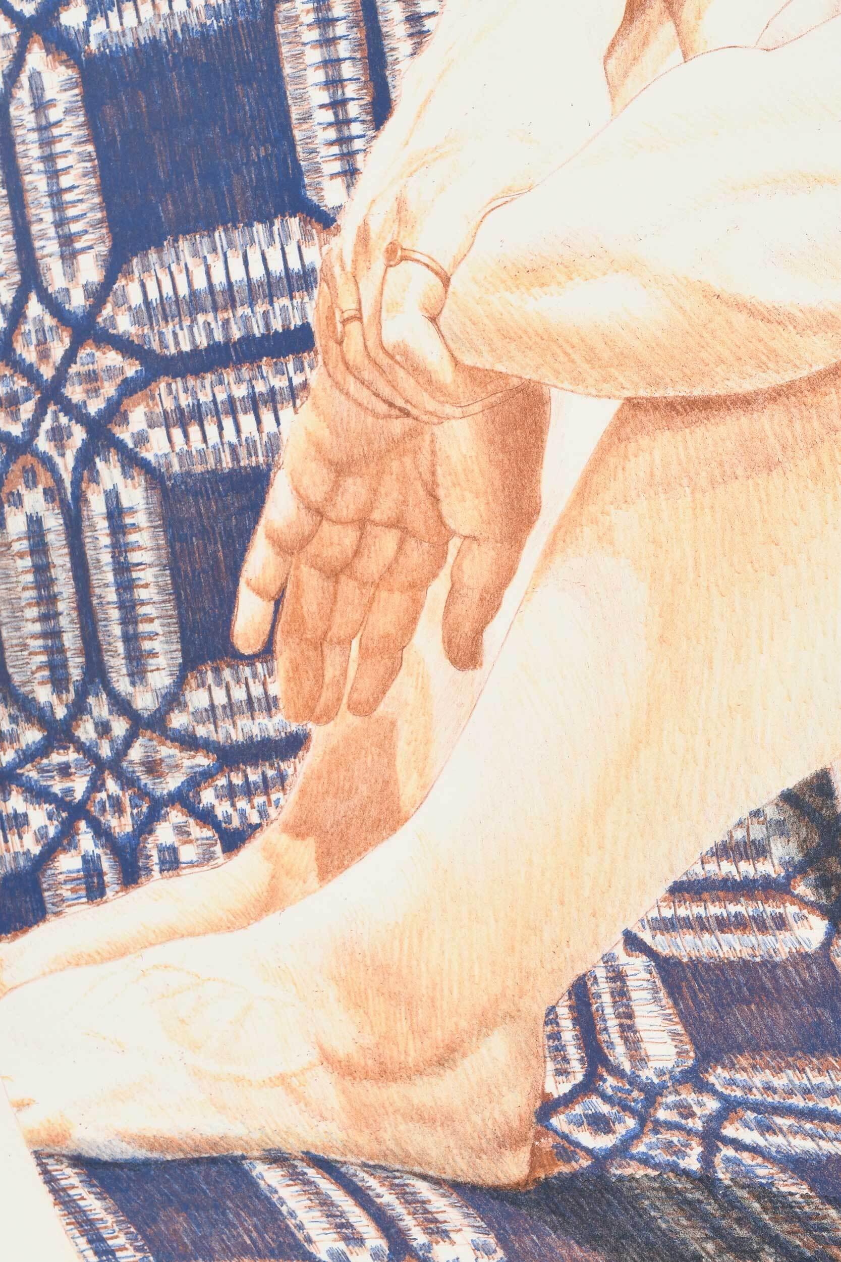 Two Nudes on a Blue Coverlet (Ltd. Ed. 41/65, Signed) - Large Modern Framed - Print by Philip Pearlstein
