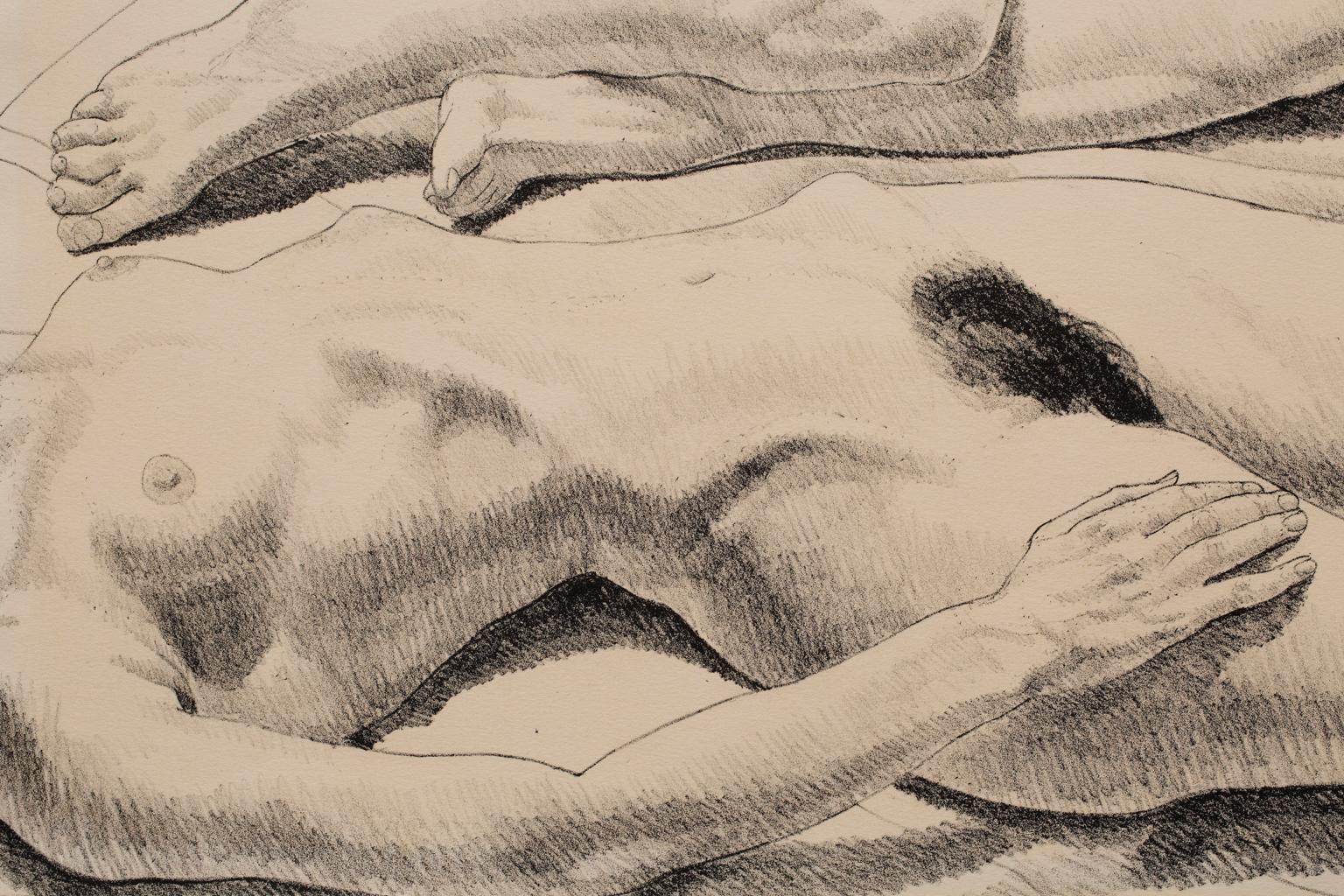 „Two Reclining Nudes“ Lithographie auf Papier, figurativ, weibliche Akte – Print von Philip Pearlstein