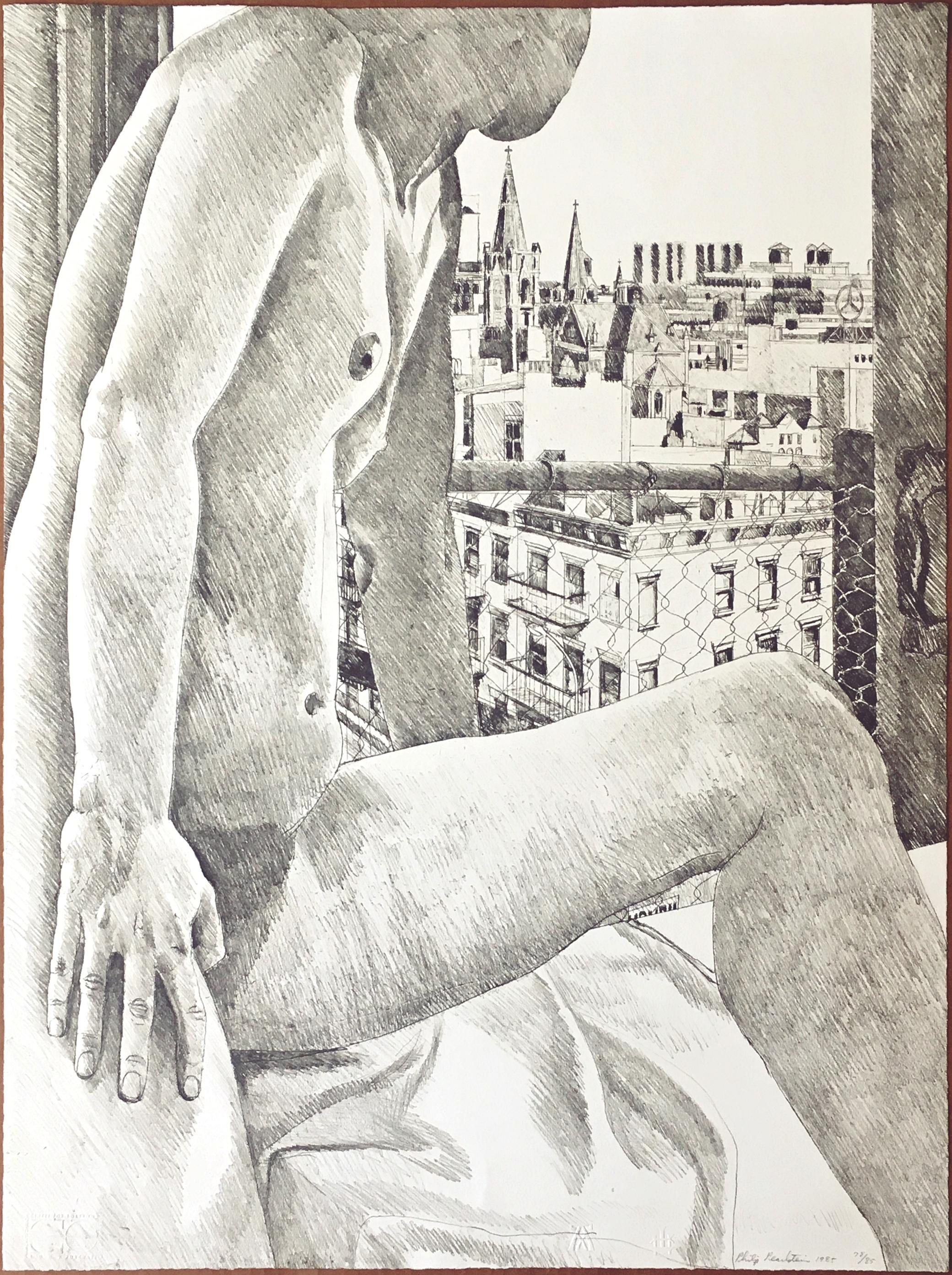 Untitled Nude, from Atelier International Portfolio by renowned realist artist - Print by Philip Pearlstein