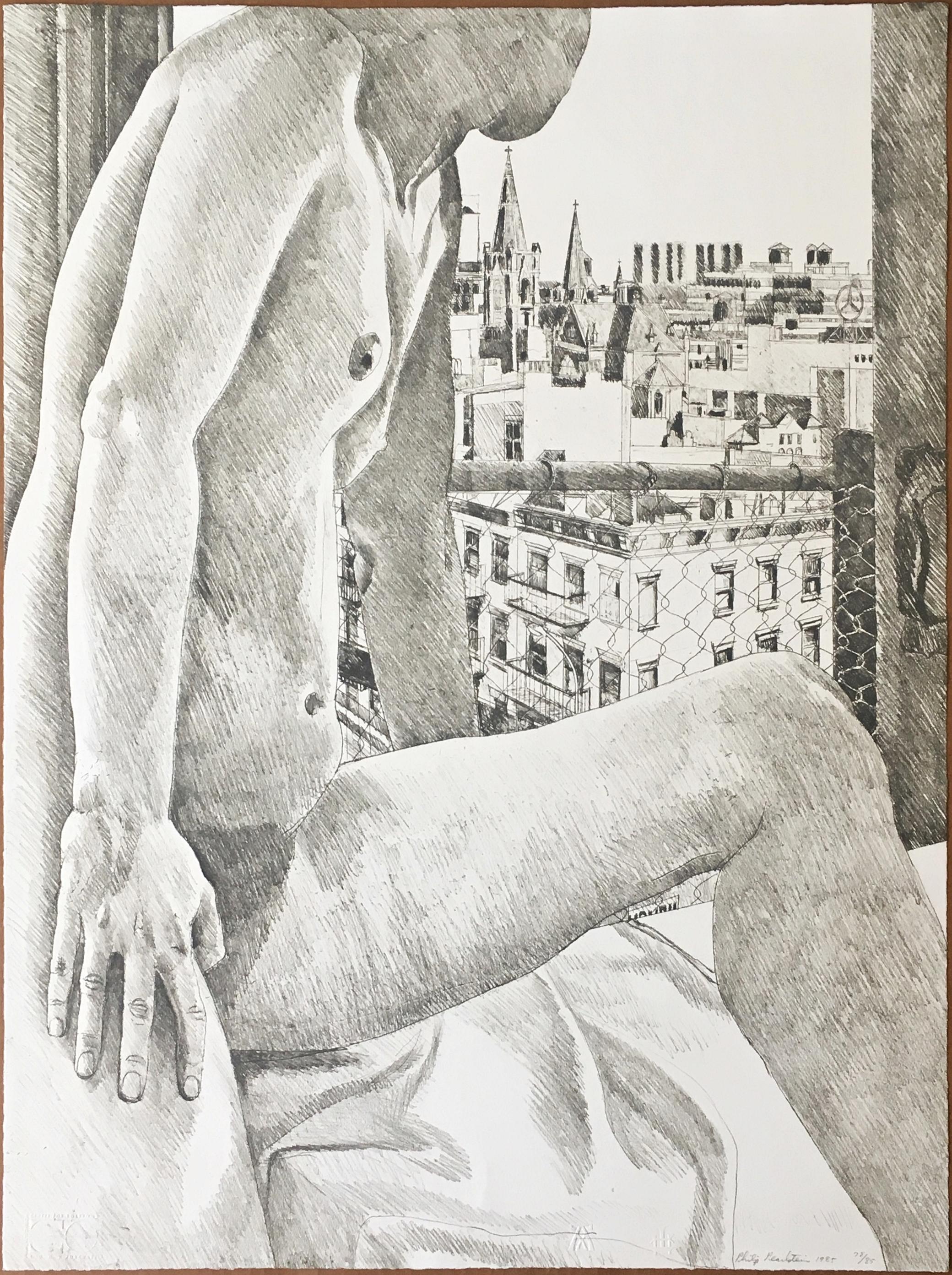 Philip Pearlstein Figurative Print - Untitled Nude, from Atelier International Portfolio by renowned realist artist