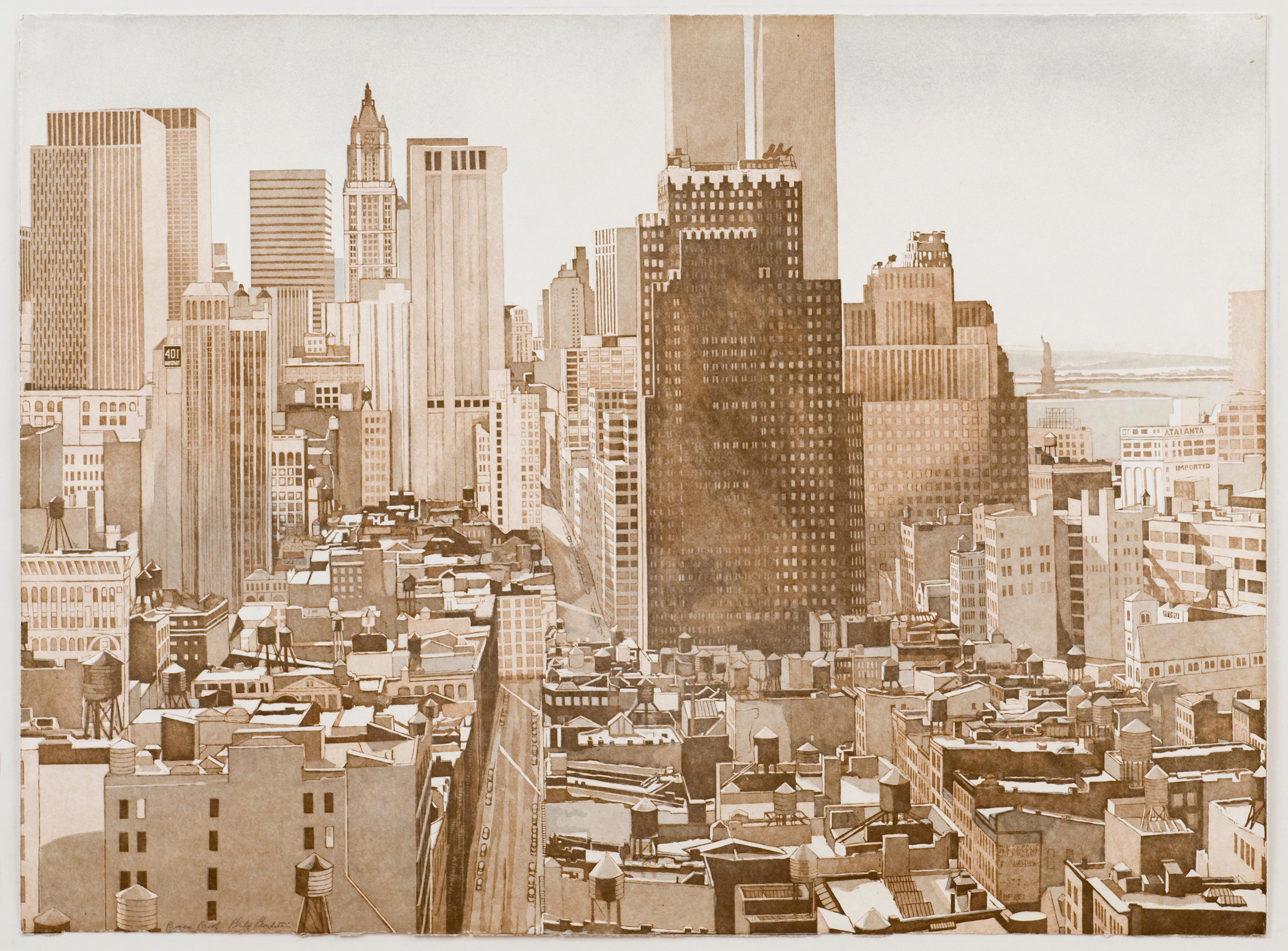 Philip Pearlstein Landscape Print - View Over Soho, Lower Manhattan