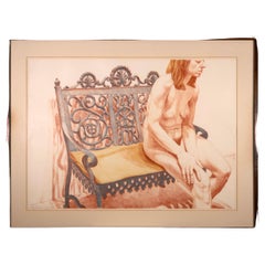 Philip Pearlstein Girl on Bench Lithographie signée sur papier 28/75 encadrée 1974