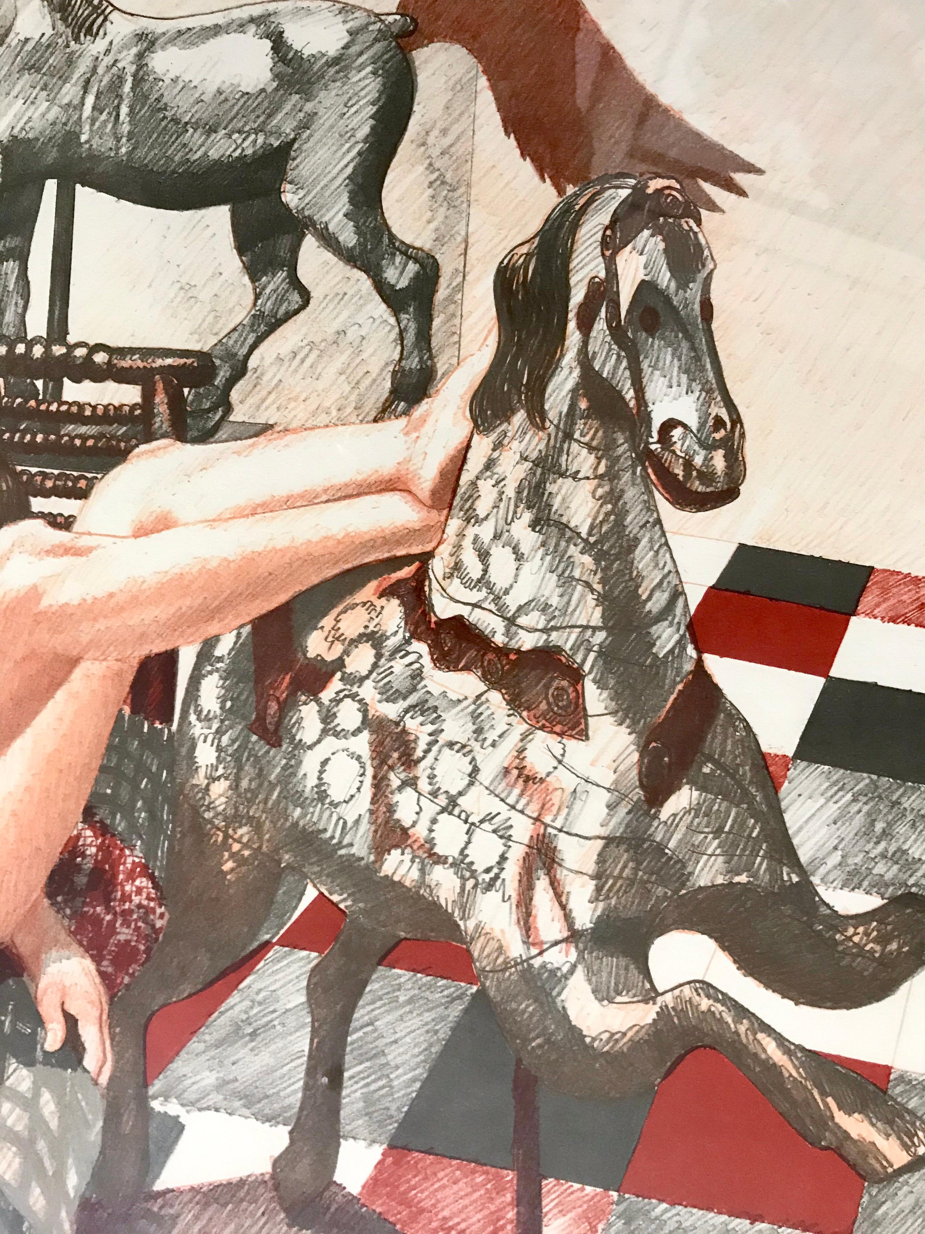 Philip Pearlstein “Models and Horses” Signed Lithograph In Excellent Condition In West Hartford, CT