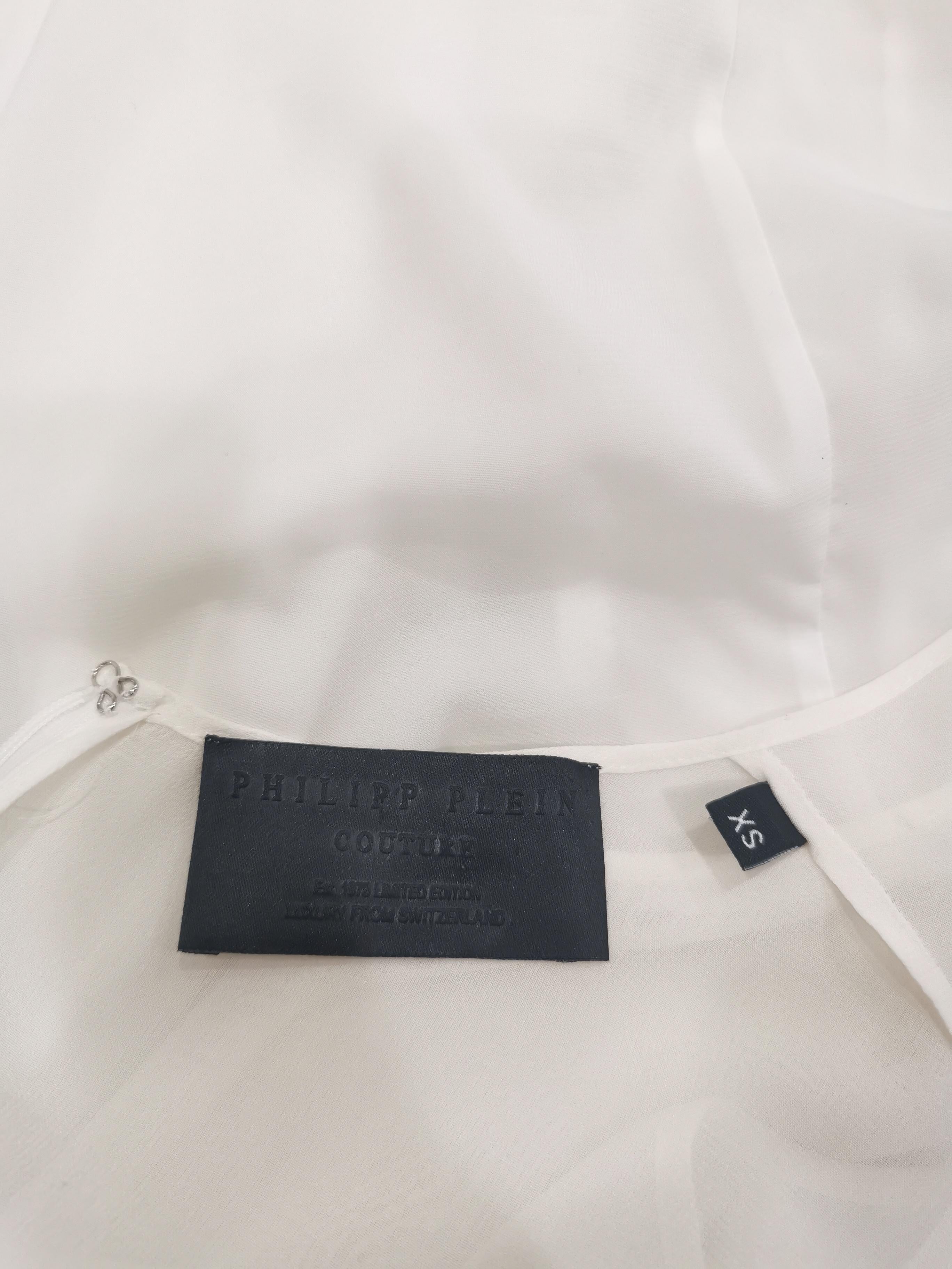 Philip Plein - T-shirt blanc à franges en vente 6