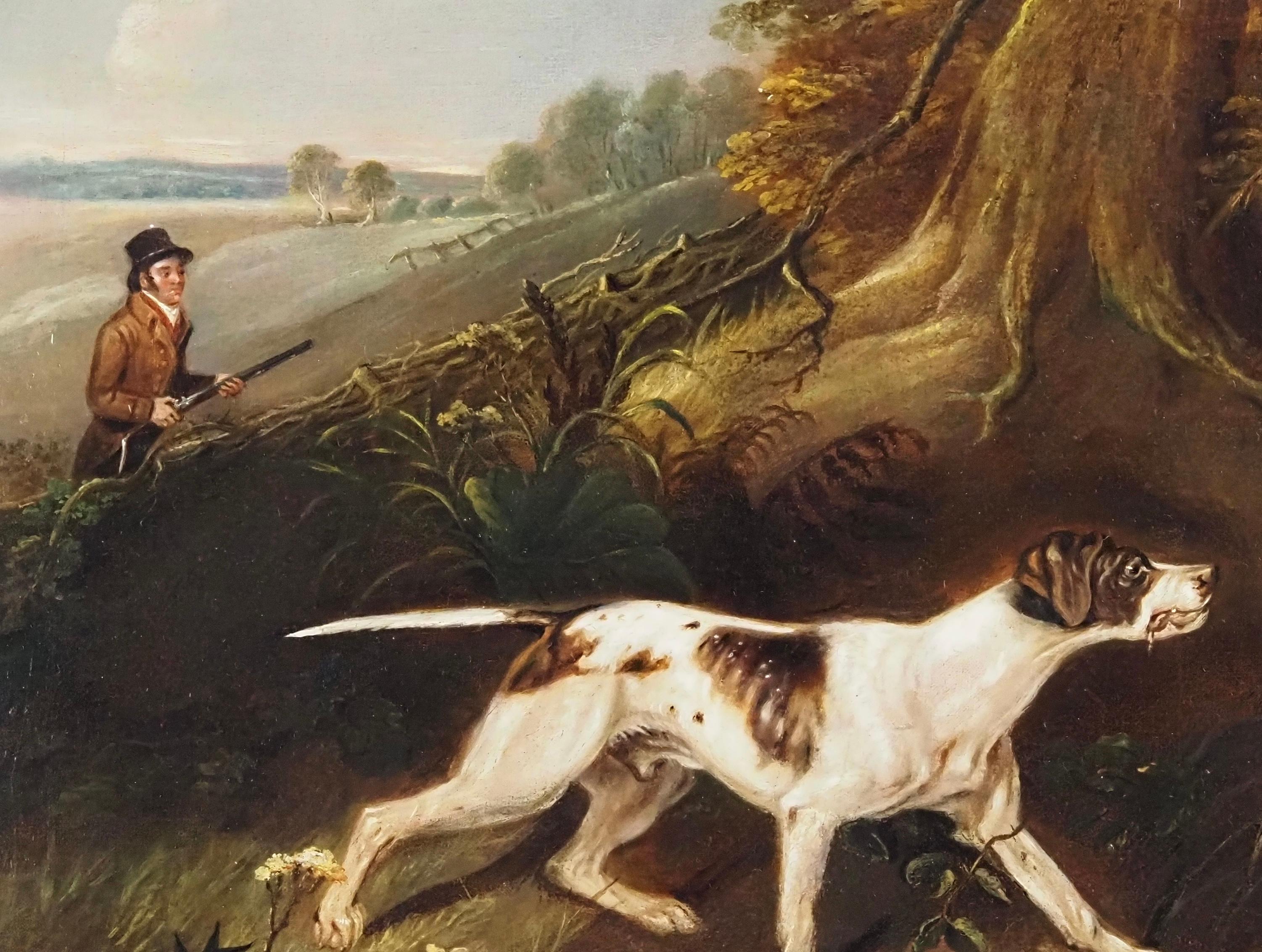 Philip Reinagle (1749-1833)
A huntsman with pointer in a landscape
Oil on canvas
Canvas size - 17 x 23 in
Framed size - 22 x 28 in

Philip Reinagle RA (1749-1833) was an English painter of animals, landscapes, and botanical scenes. The son of a