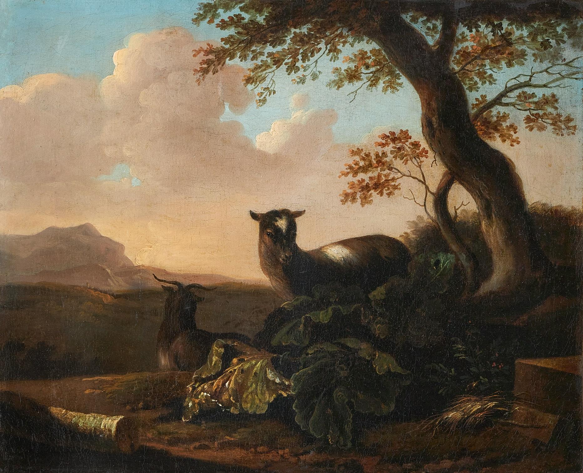Philip Reinagle Landscape Painting - Landscape with goats