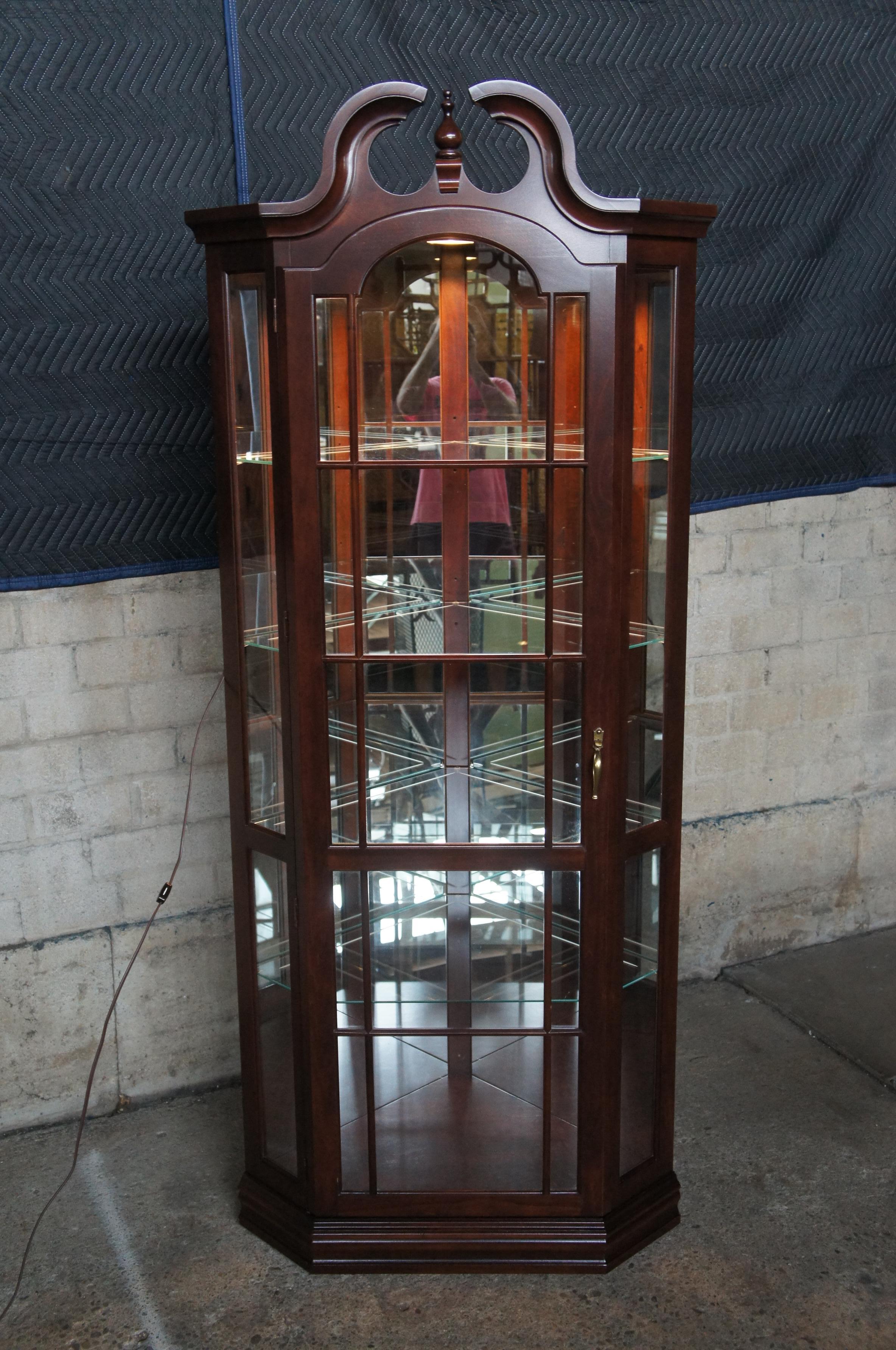 Philip Reinisch Co. Queen Anne Style Cherry Corner Curio Display Cabinet 4