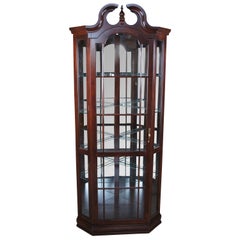 Philip Reinisch Co. Queen Anne Style Cherry Corner Curio Display Cabinet