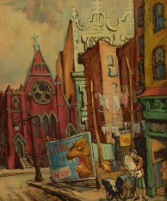 Philip Reisman Early Painting New York Subject - Delaney Street