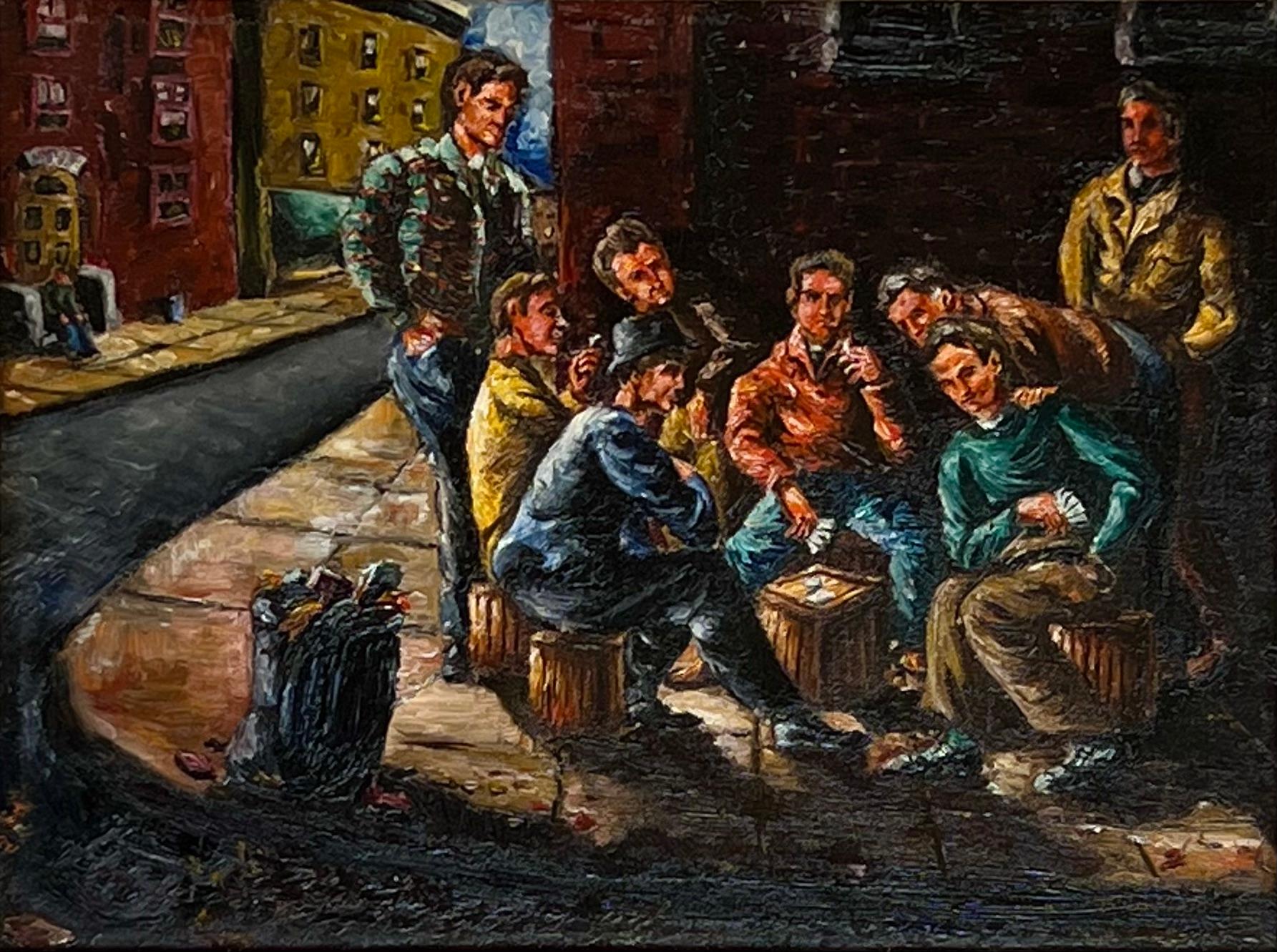 Philip Reisman Figurative Painting - Poker Players NYC Mid 20th Century Modern WPA American Scene Social Realism