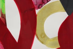 Abstrait gestuel contemporain rouge et sarcelle