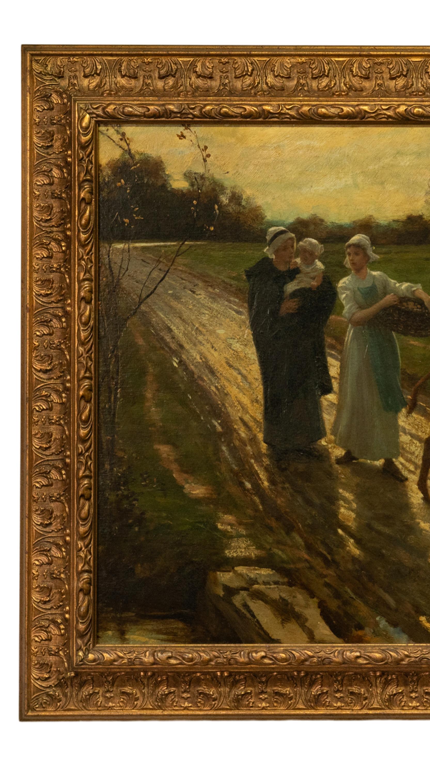 Pittura impressionista del XIX secolo olio su tela Paesaggio figurativo bucolico 1880 - Painting Impressionismo di Philip Richard Morris