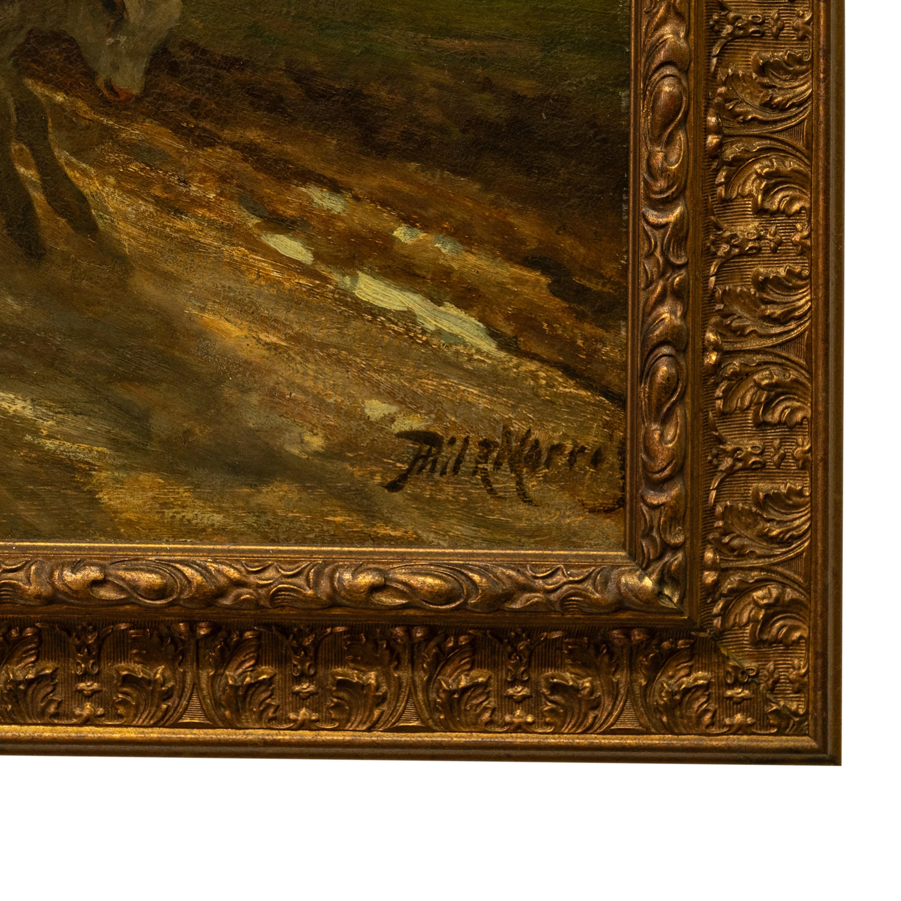 Pittura impressionista del XIX secolo olio su tela Paesaggio figurativo bucolico 1880 1
