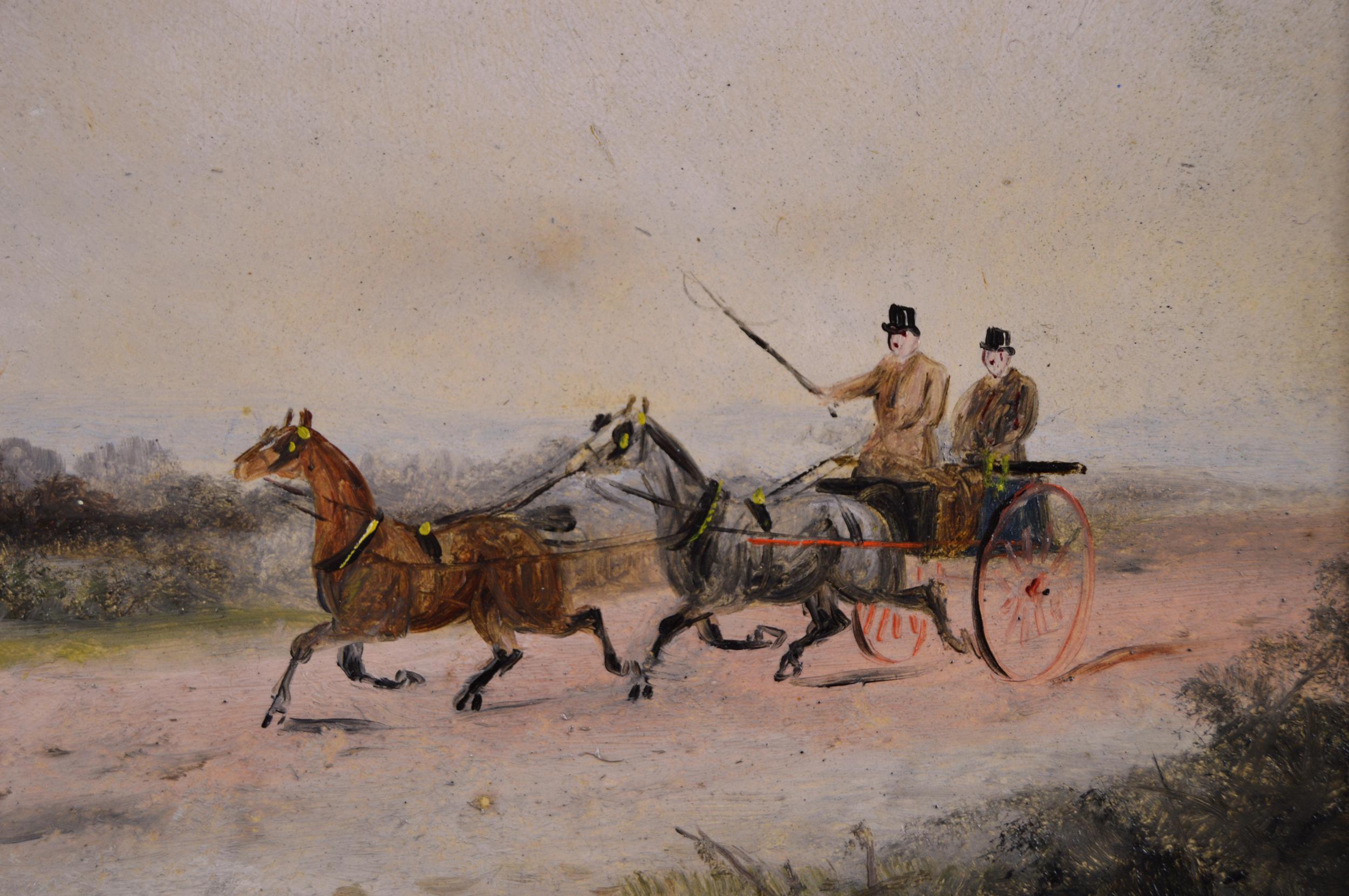 Philip H Rideout
British, (1842-1920)
Pair of Coaching Scenes
Oil on board, pair, both signed & dated 1894
Image size: 7.5 inches x 15.5 inches 
Size including frame: 12 inches x 20 inches

Philip Hicksman or Hinckesman Rideout was born in on 16