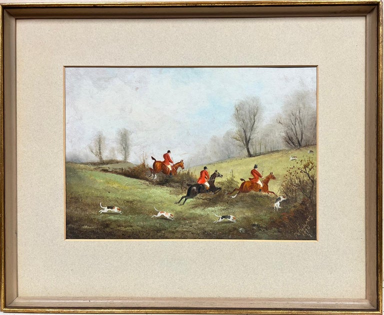 Philip Rideout Antikes Ölgemälde „ Huntsman and Hounds Clearing the