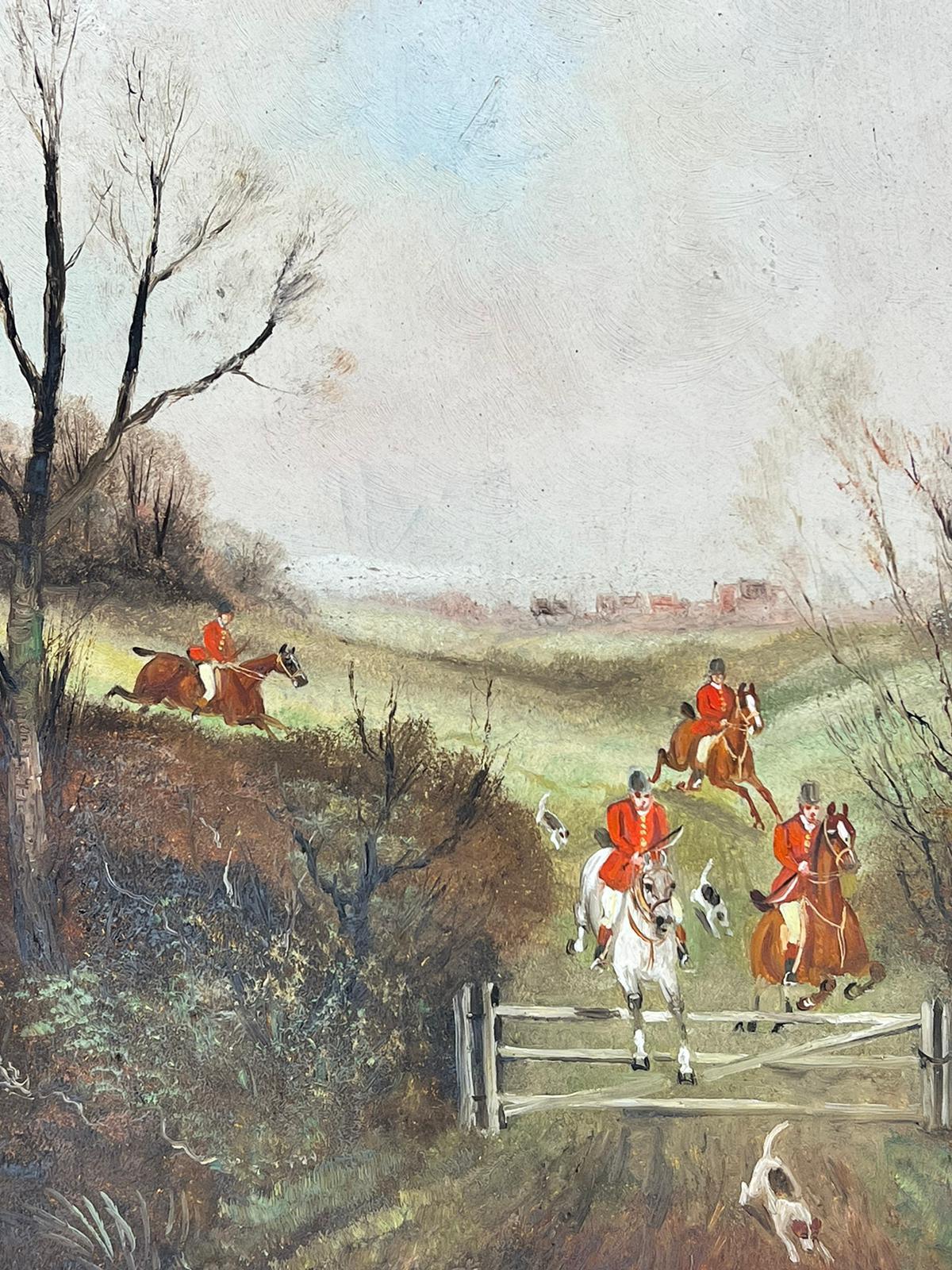 La caza del zorro inglés Pintura al óleo Cazador y sabuesos Saltando Puerta Arte deportivo - Painting Victoriano de Philip Rideout