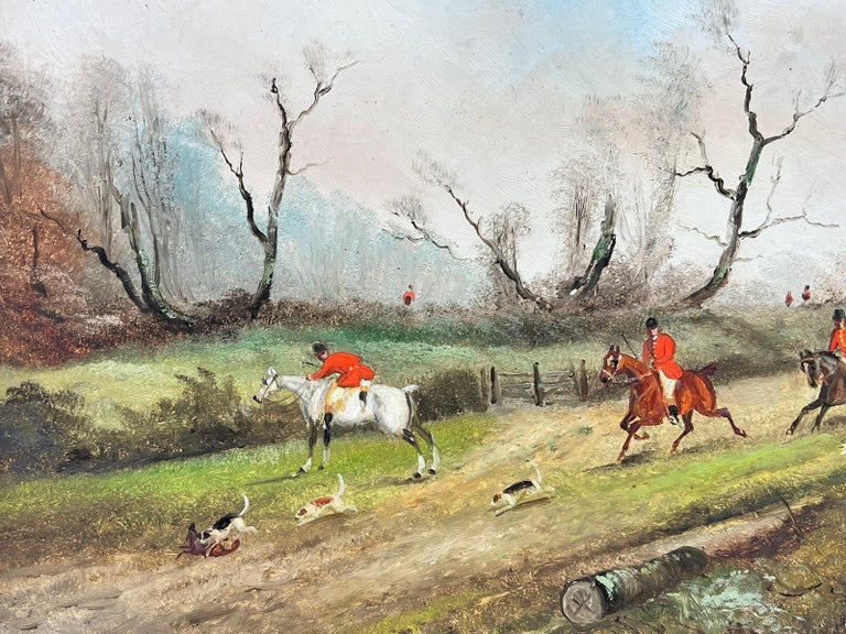 Philip Rideout The English Fox Hunt Oil Painting Huntsman Red Jackets