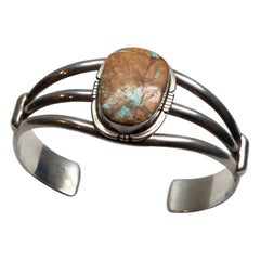 Philip Sanchez Navajo Royston Ribbon Turquoise Sterling Silver Bracelet