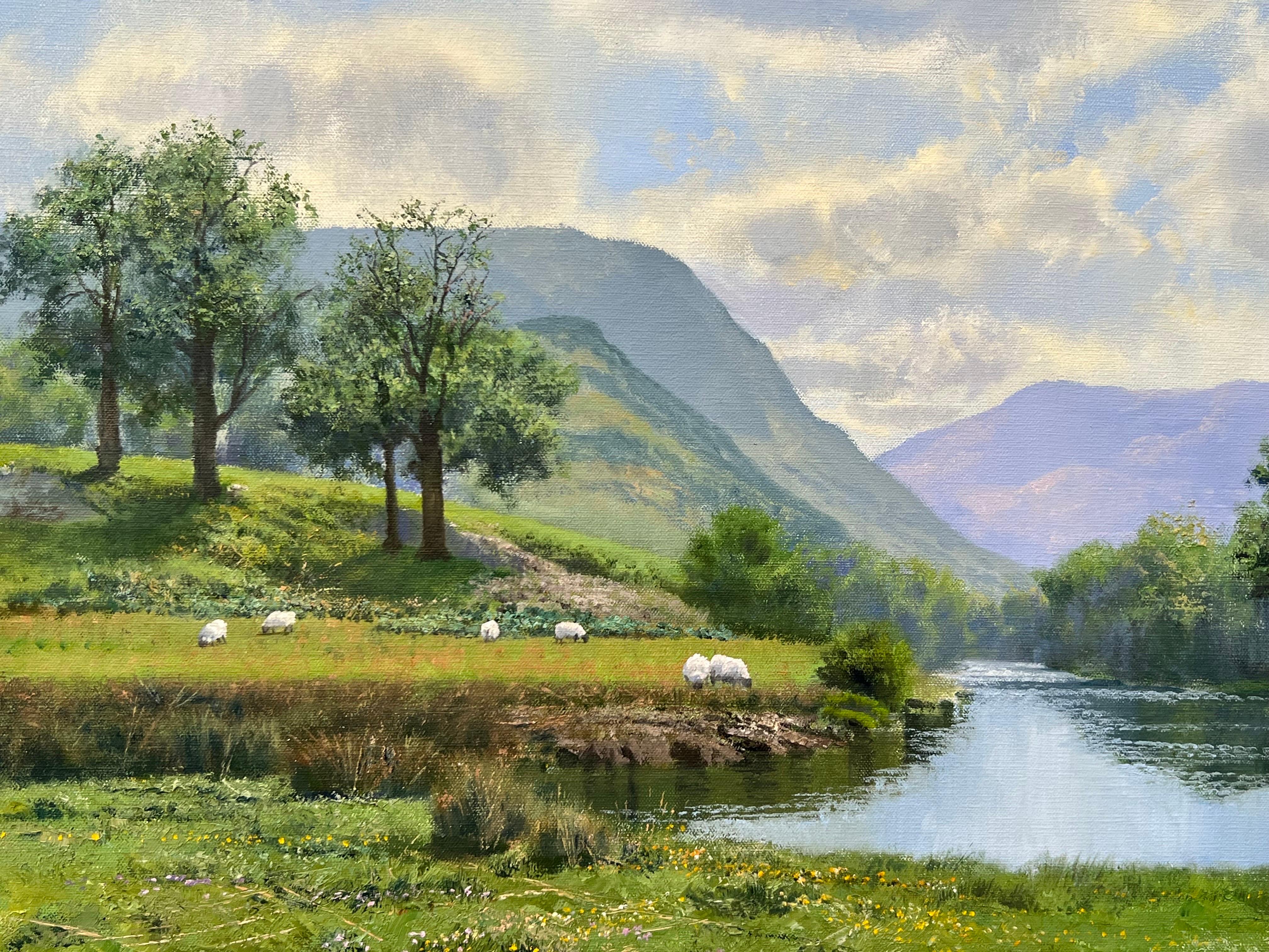 Lush Green River Landscape Painting of the English Countryside by British Artist 3