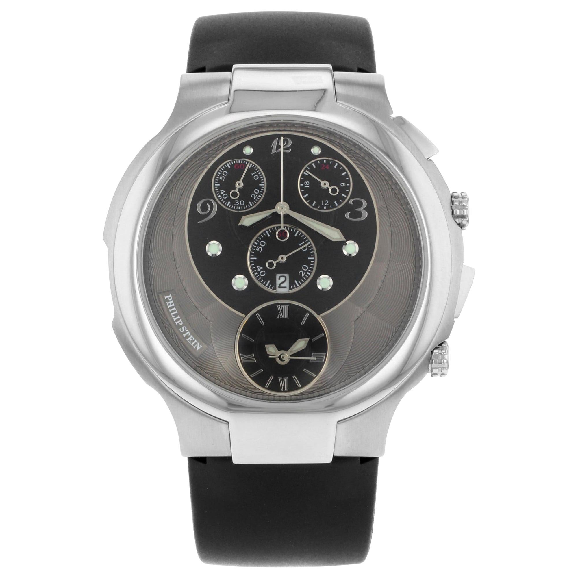 Philip Stein Chronograph Stainless Steel Black Quartz Men's Watch 9-CRB3-CB