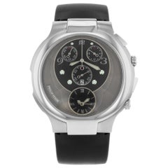 Used Philip Stein Chronograph Stainless Steel Black Quartz Men's Watch 9-CRB3-CB