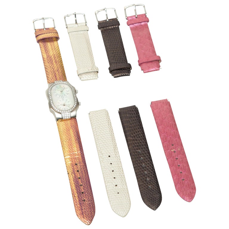 Philip Stein Iridescent and Multicolor Dual Face Watch and Bands For