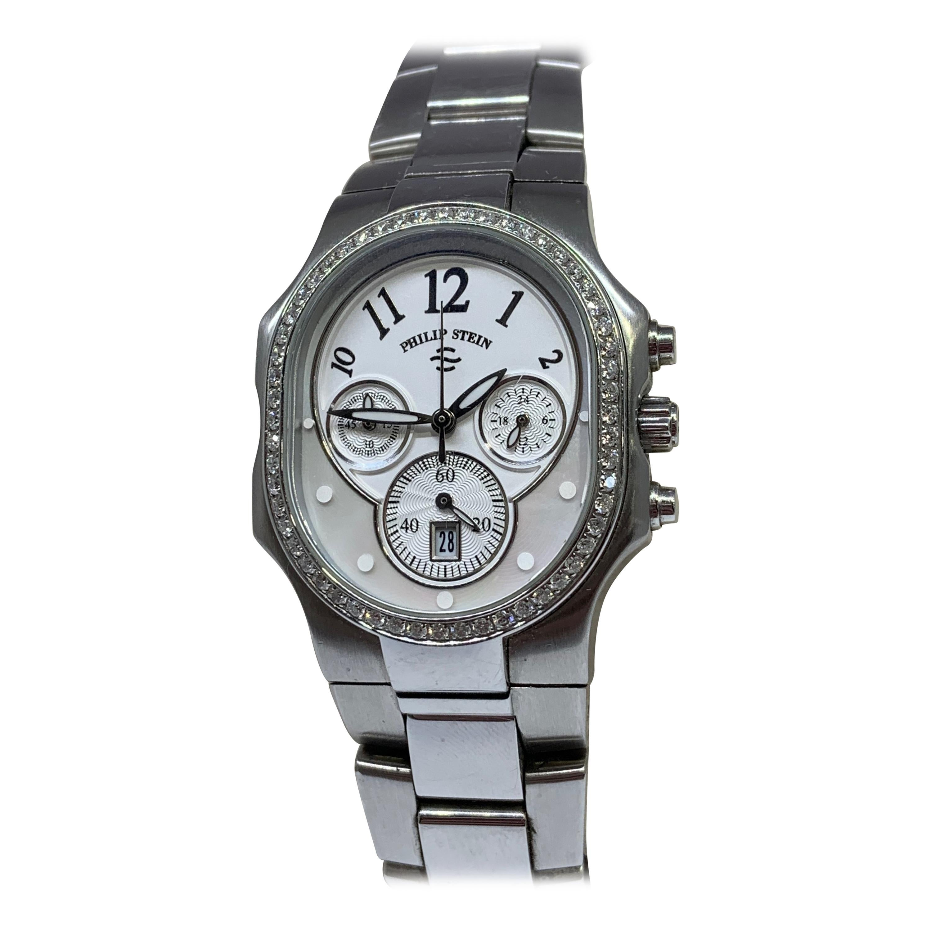 Philip Stein Signature Ladies Mother of Pearl Diamond Bezel Watch For Sale