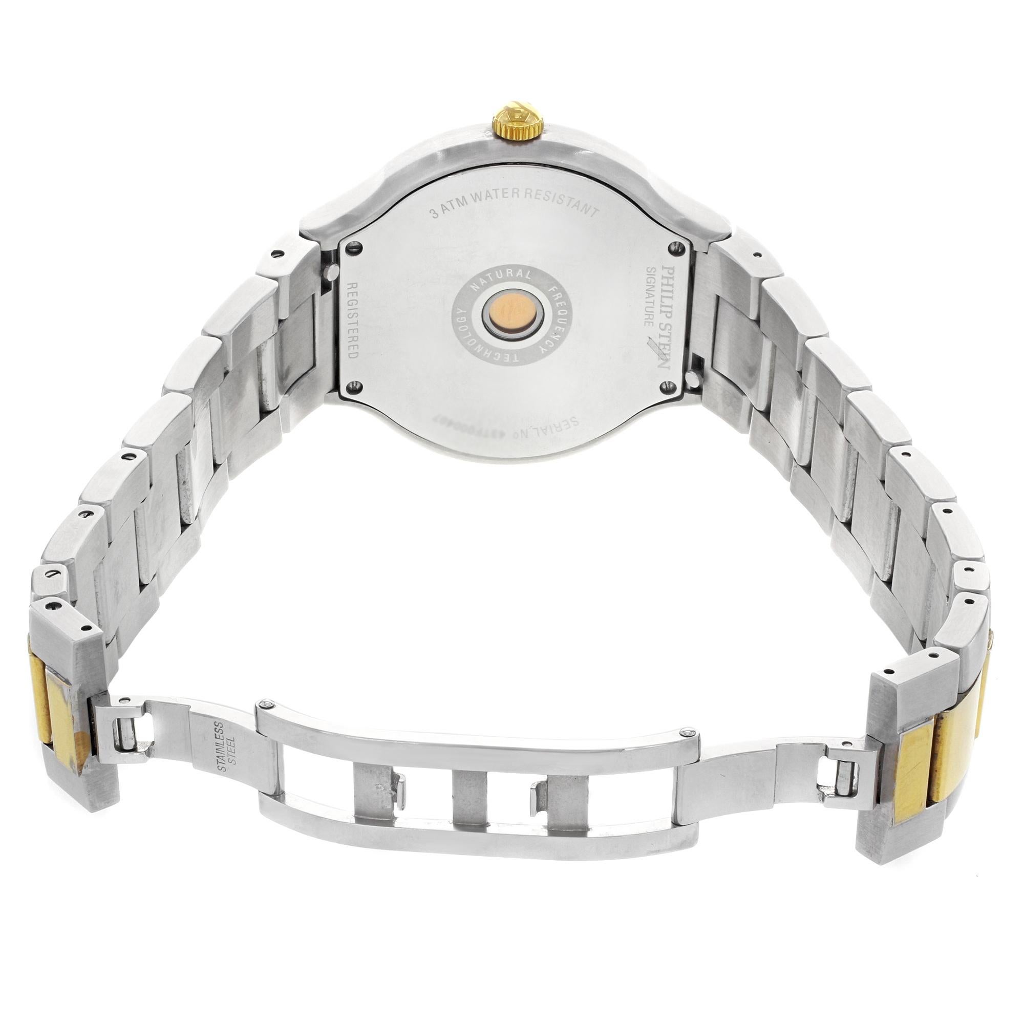 Philip Stein Signatur Silber arabisches Zifferblatt Stahl Quarz Herrenuhr 43TG-MG-SSTG 2