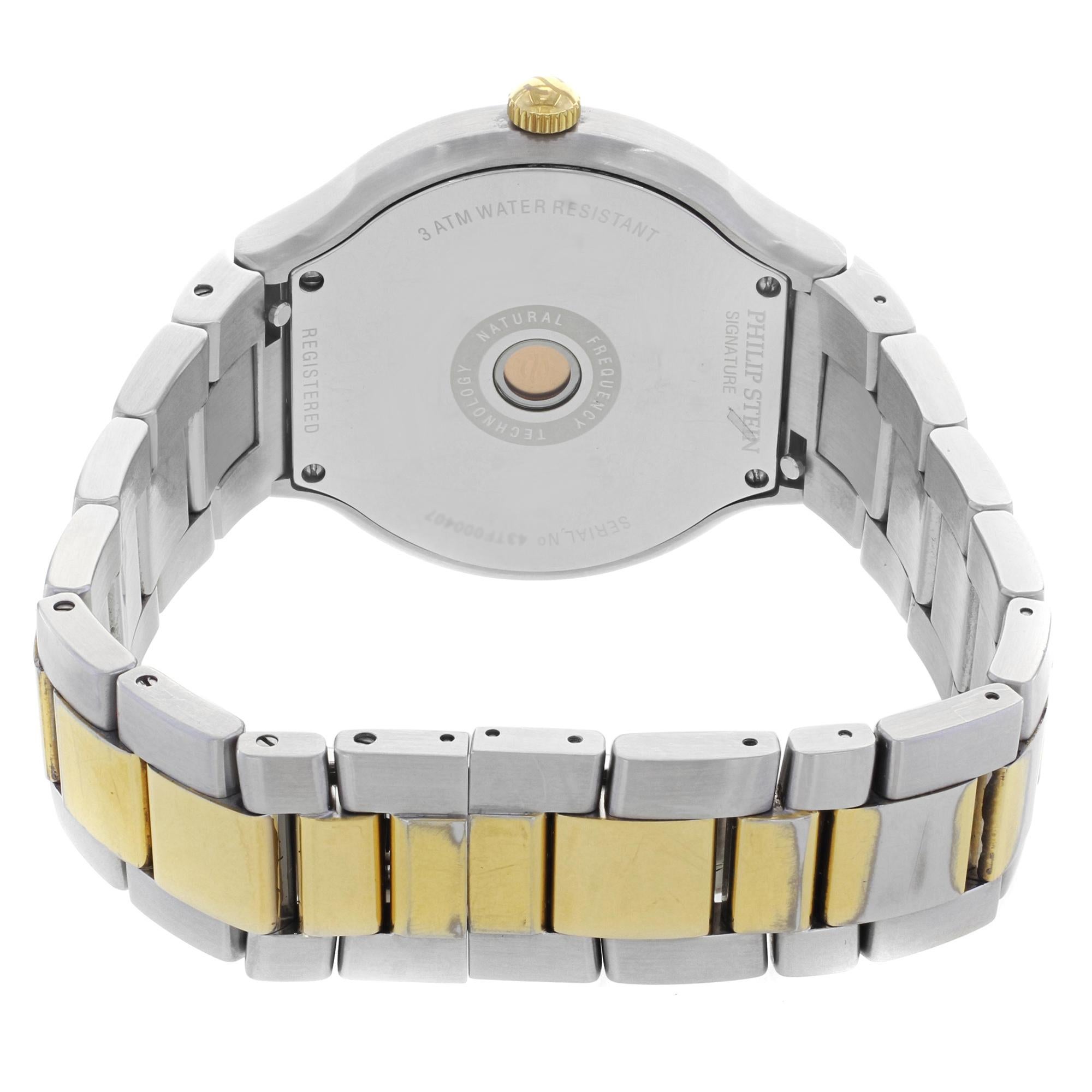 Philip Stein Signatur Silber arabisches Zifferblatt Stahl Quarz Herrenuhr 43TG-MG-SSTG 3