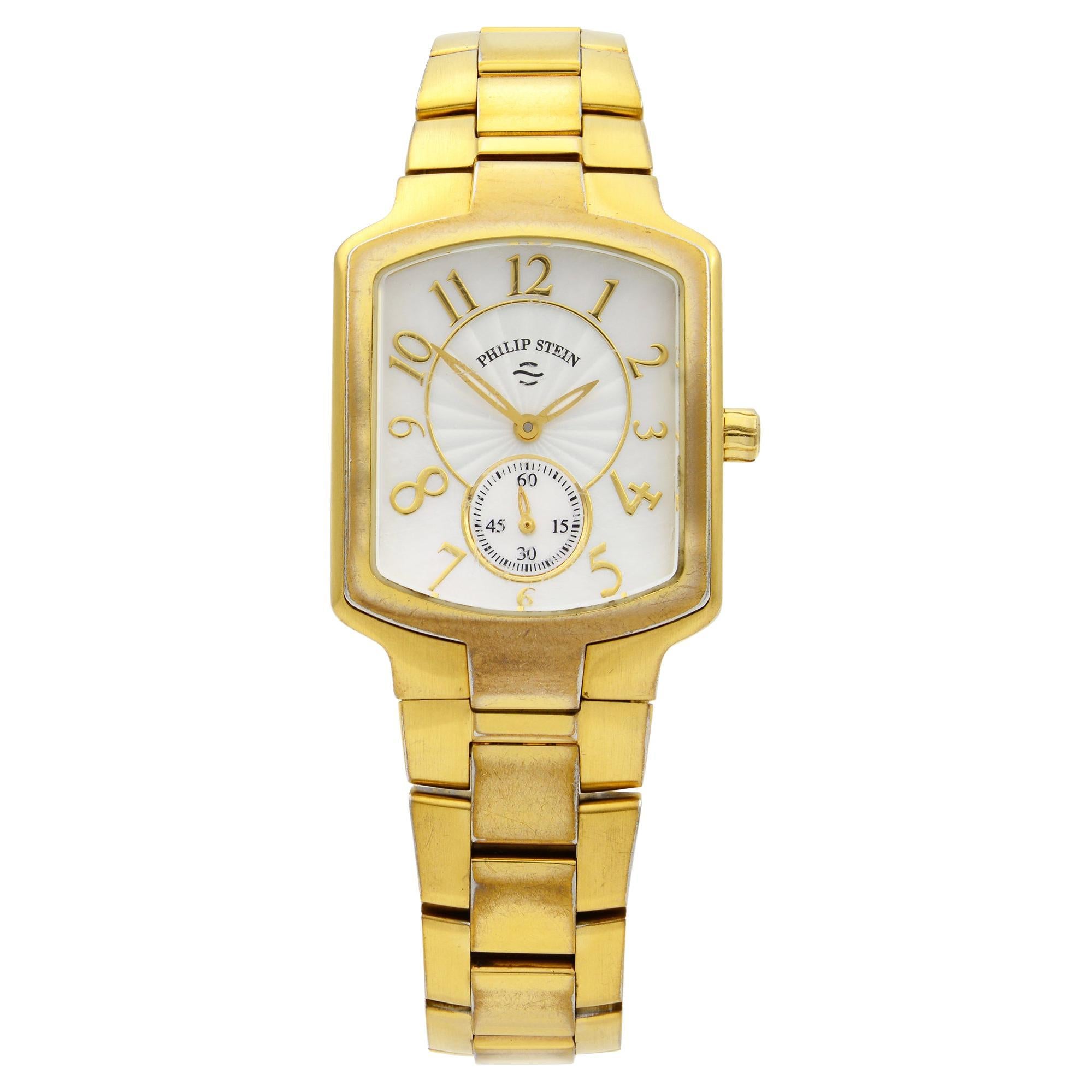 Philip Stein Signature White MOP Dial Gold Tone Steel Ladies Watch 21GP-FW For Sale