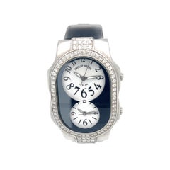 Philip Stein Teslar 32mm Dual Time Quartz Watch with Diamond Bezel