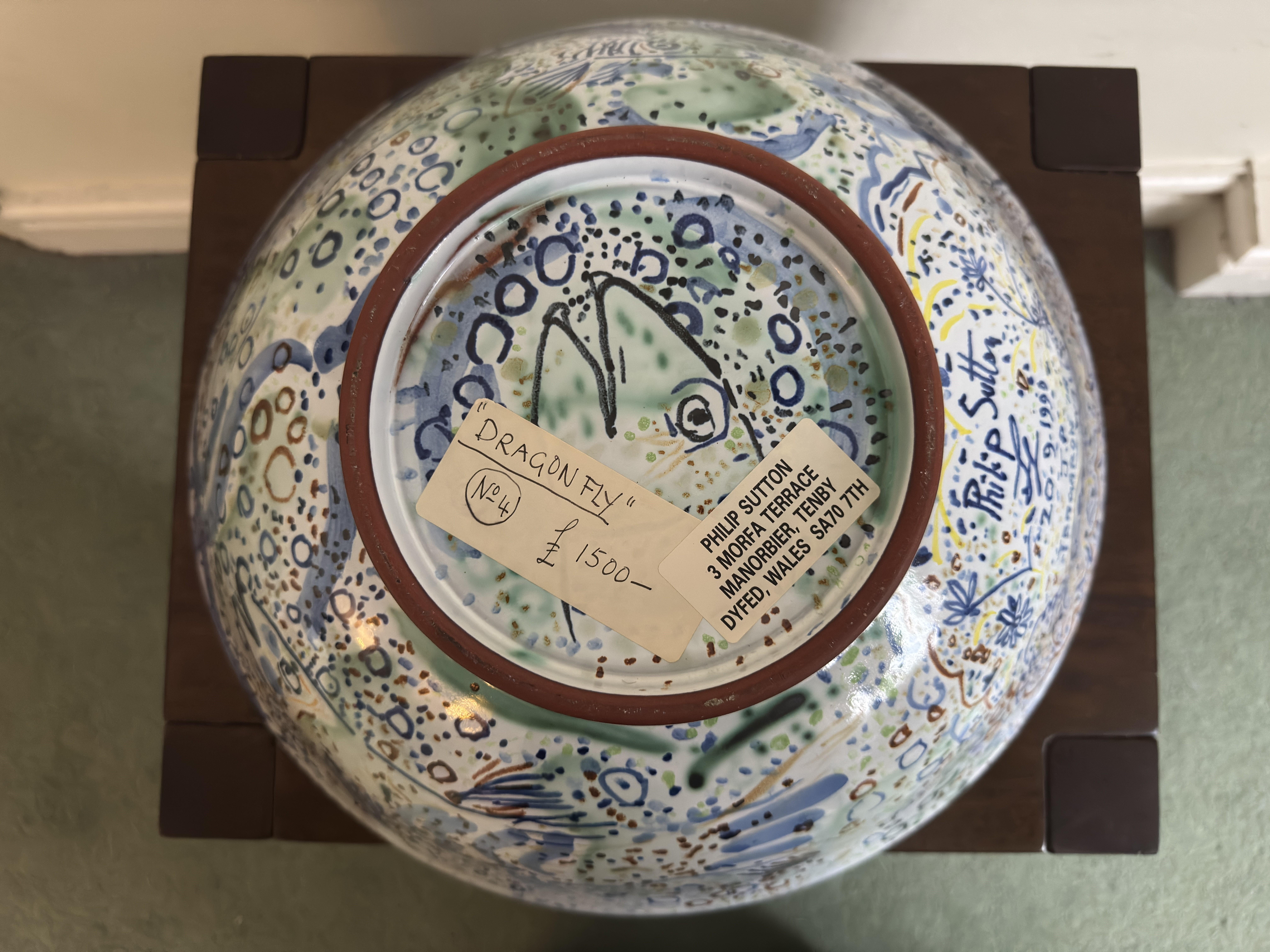 Philip Sutton Ceramic Bowl - 'Dragonfly'  circa 1990 For Sale 7