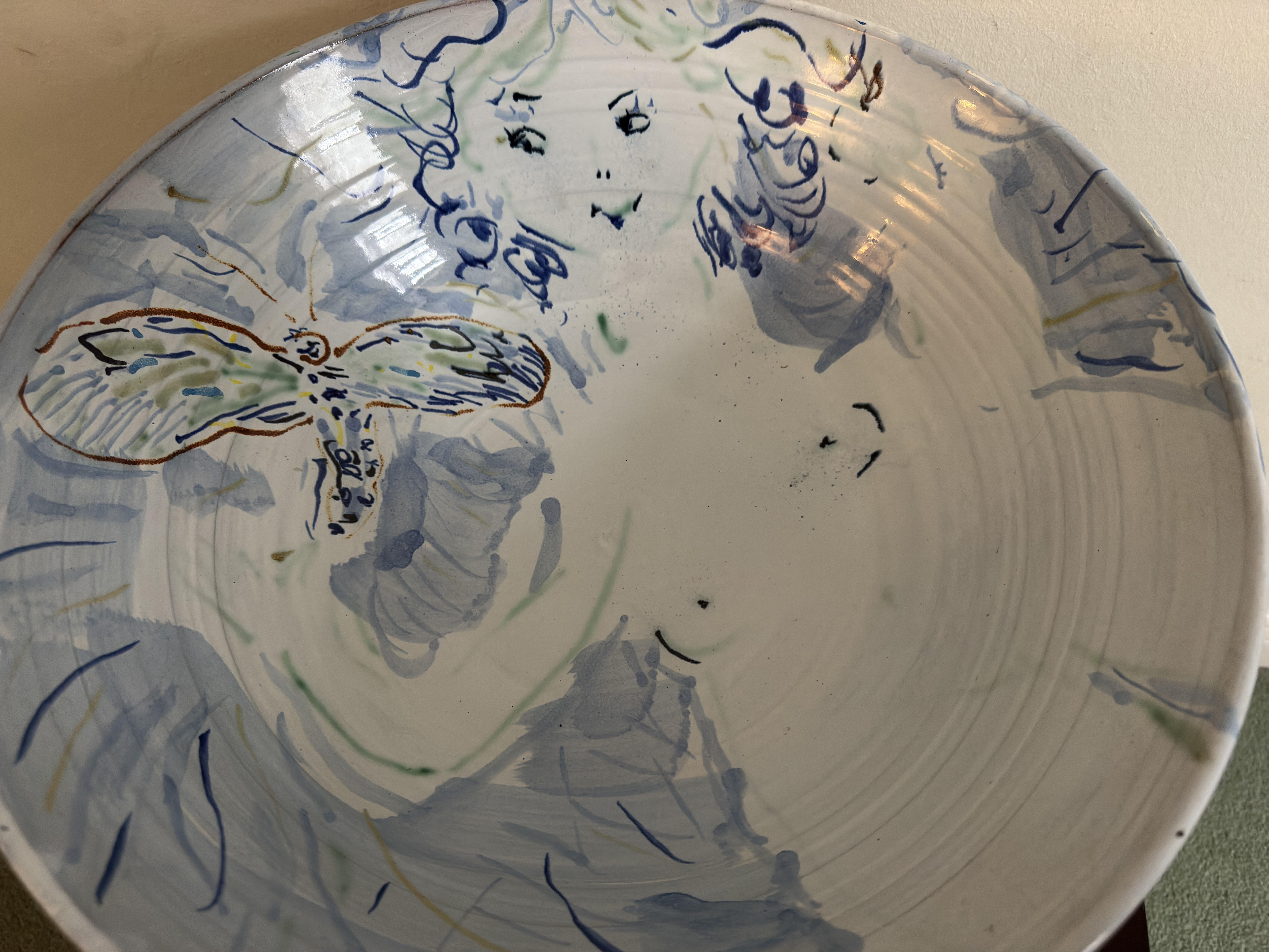Philip Sutton Ceramic Bowl - 'Dragonfly'  circa 1990, inscribed on the side 