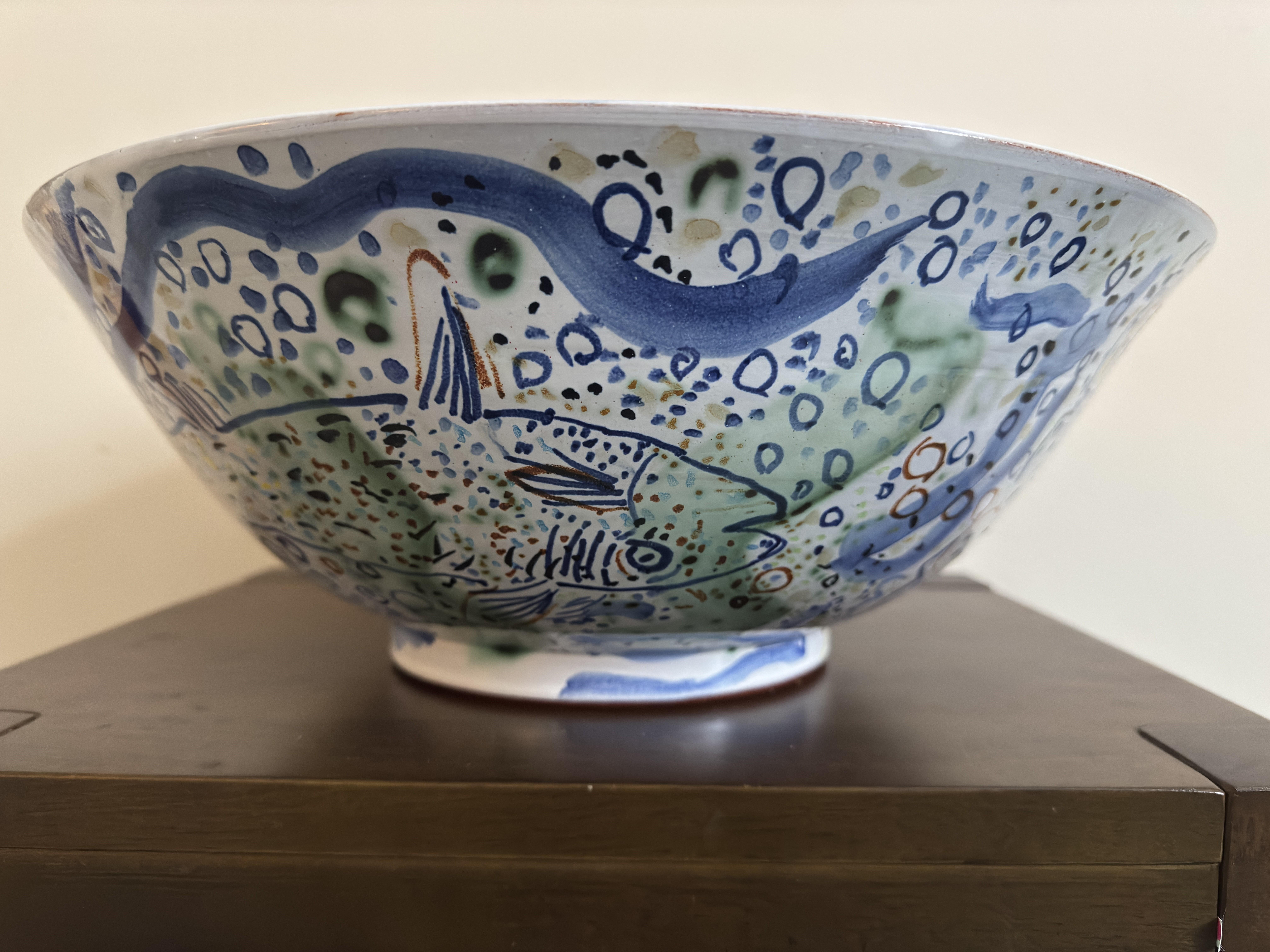 Welsh Philip Sutton Ceramic Bowl - 'Dragonfly'  circa 1990 For Sale