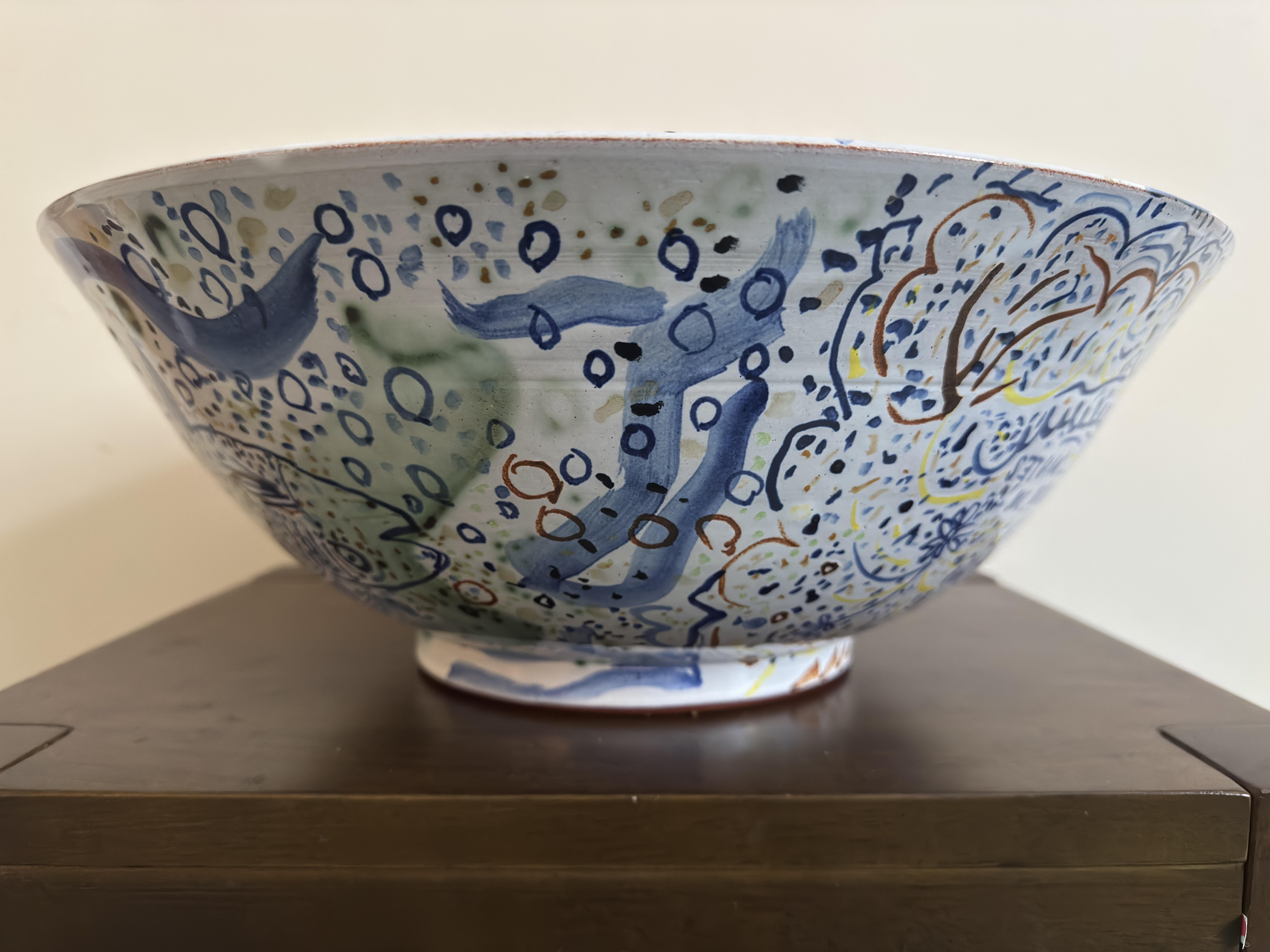 Hand-Painted Philip Sutton Ceramic Bowl - 'Dragonfly'  circa 1990 For Sale
