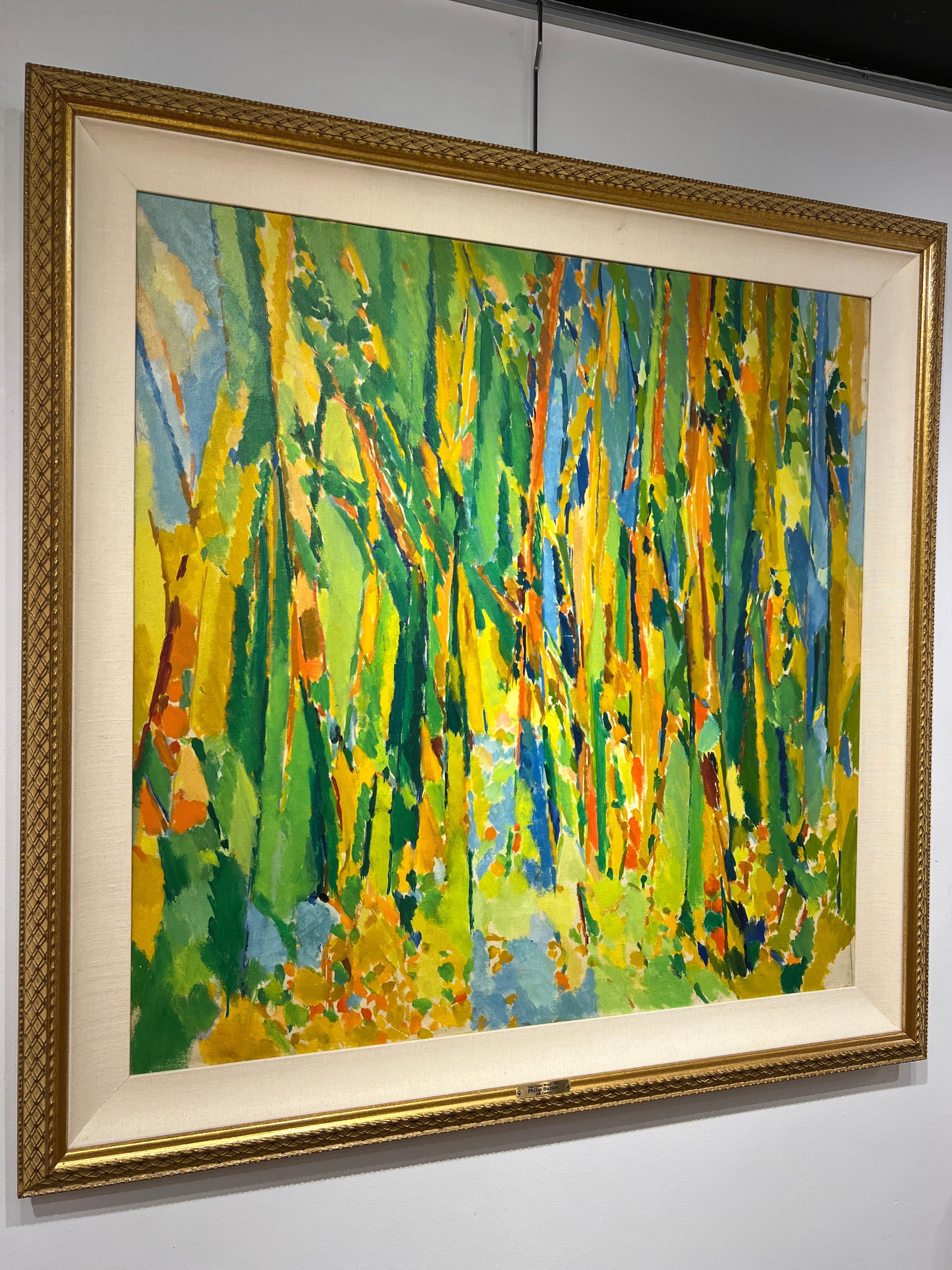 Wood Wood verde scuro - Abstract Painting Marrone di Philip Sutton