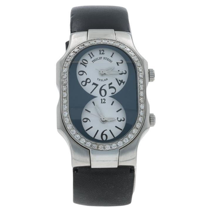 Philip Teslar Dual Time Zone Diamond Ladies Watch - Stainless Steel Quartz