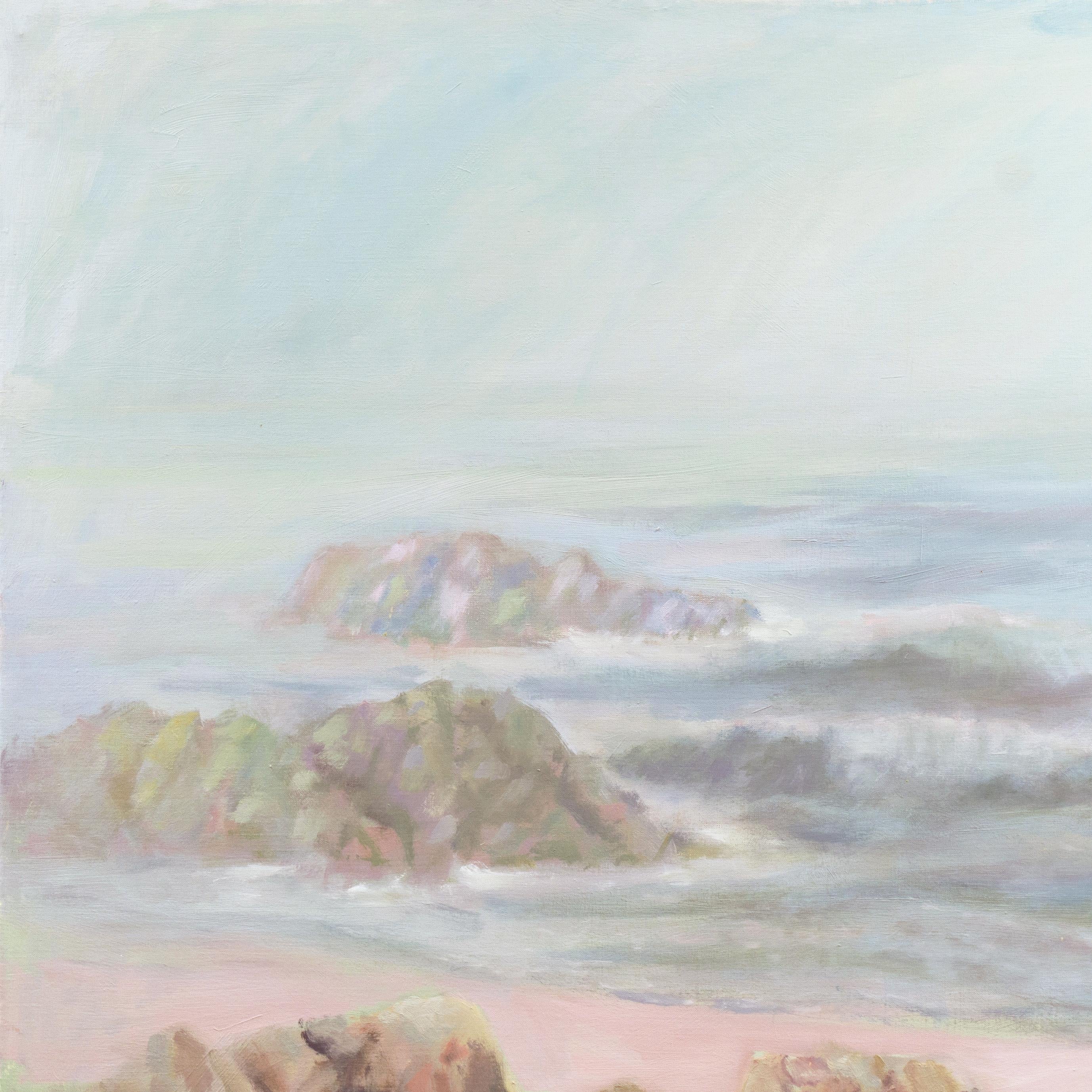 Large Impressionist Monterey oil, 'Morning Mist off Carmel, California'  - Modern Painting by Philip Thorngate