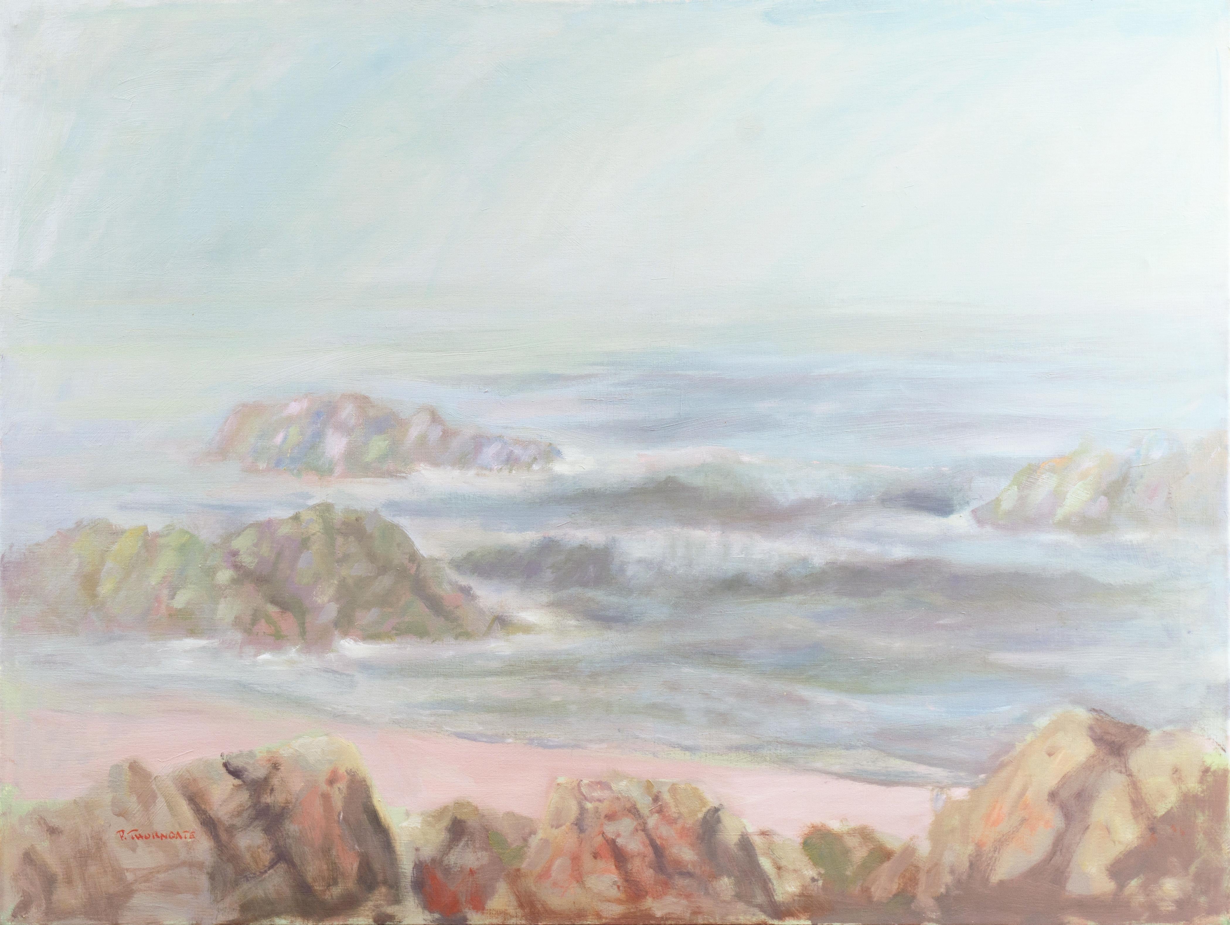 Philip Thorngate Landscape Painting - Large Impressionist Monterey oil, 'Morning Mist off Carmel, California' 