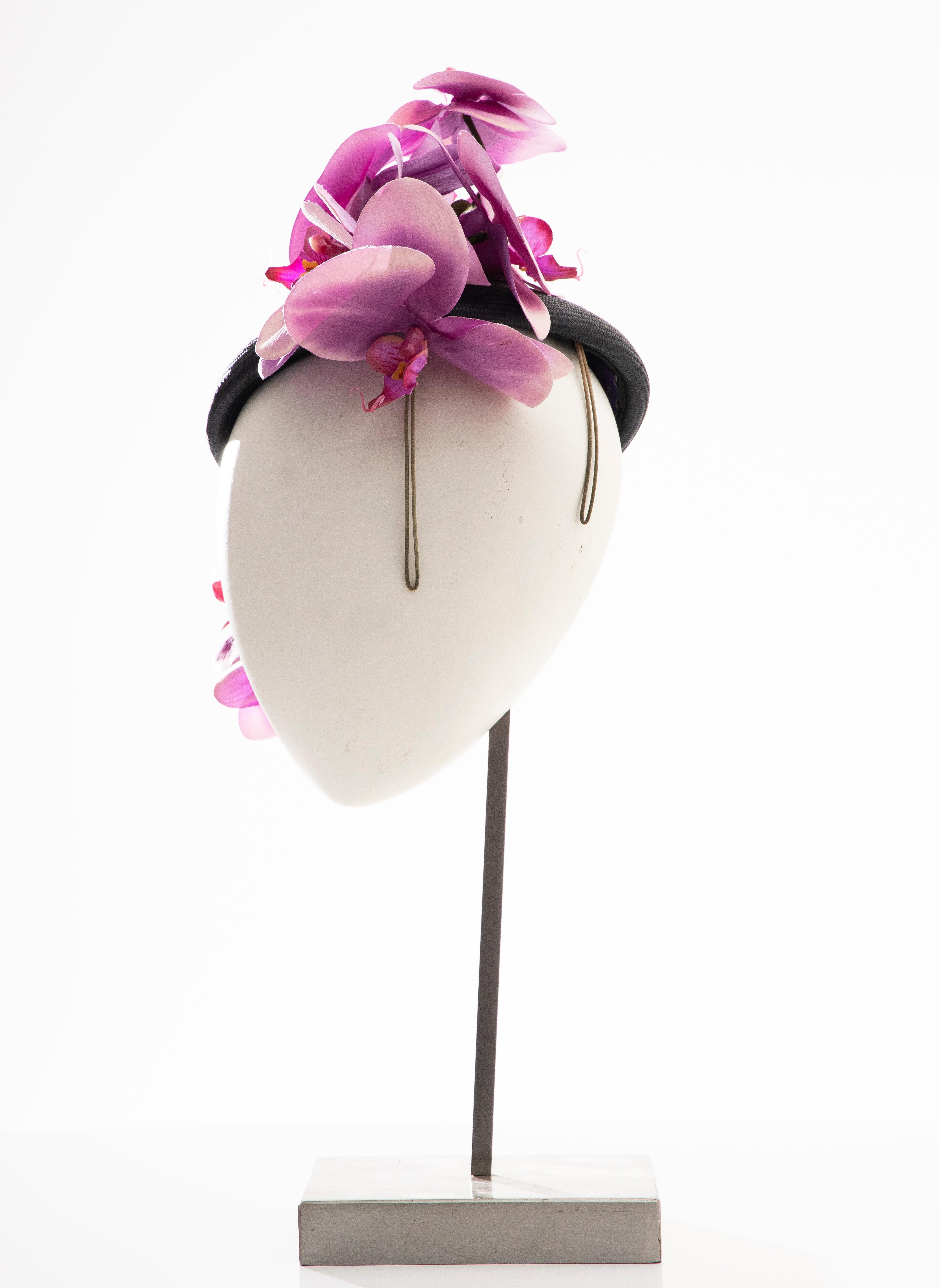 Philip Treacy Black Buntal Fascinator 