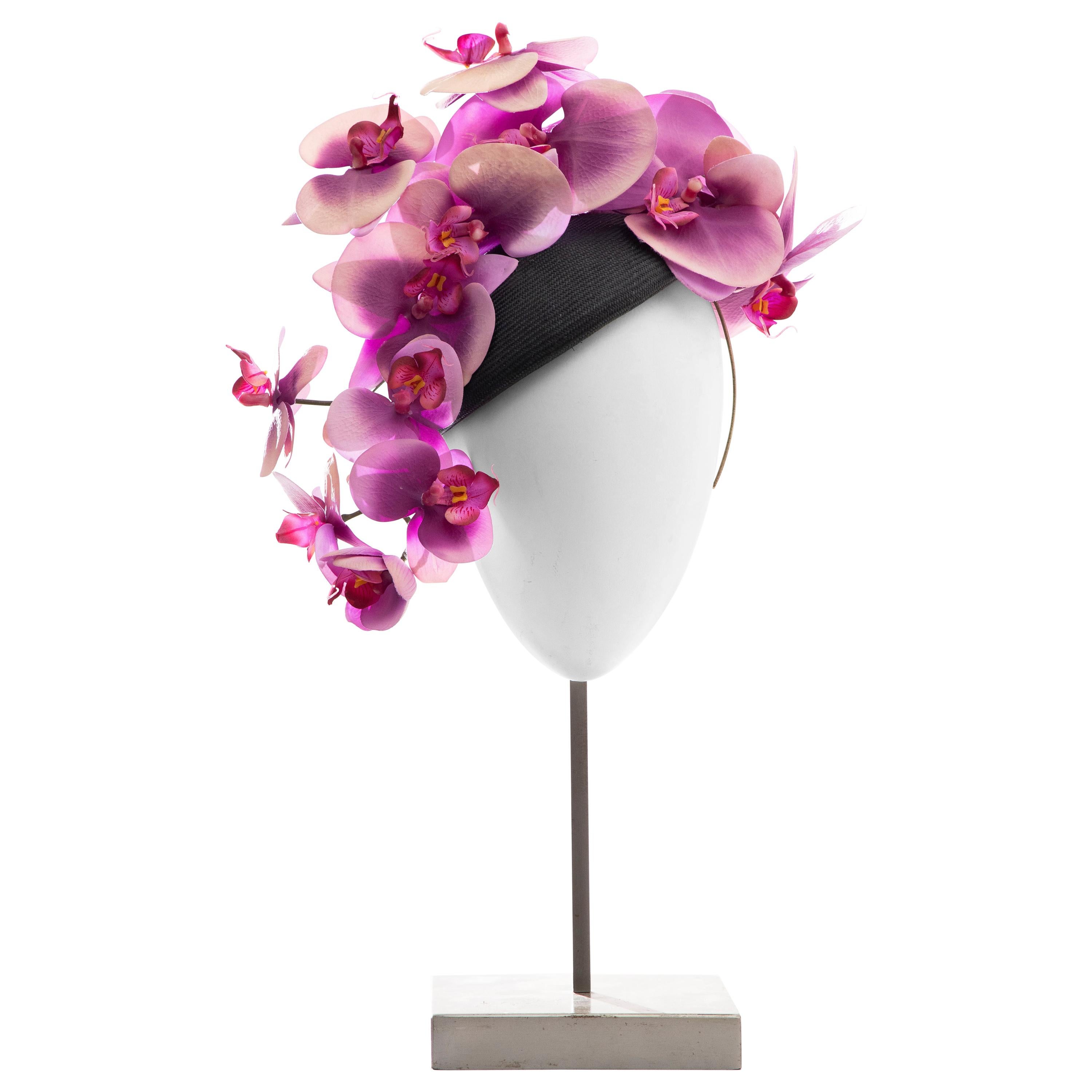 Philip Treacy Black Buntal Fascinator "Orchid Collection", Spring 2012