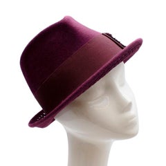 Philip Treacy Burgundy Wool Felt Fedora Hat