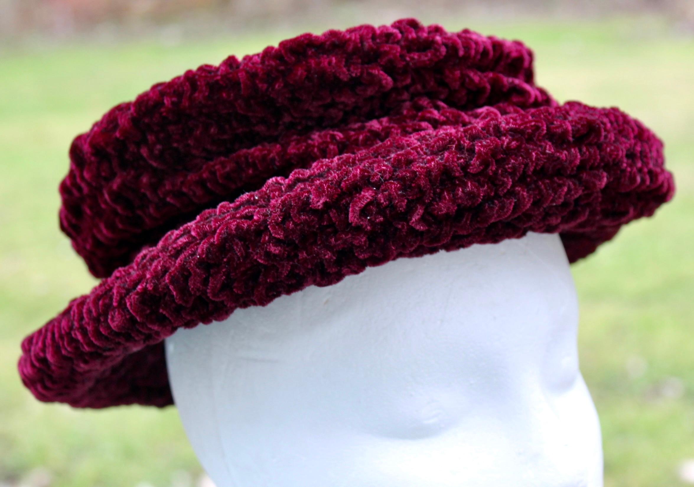 Philip Treacy Cranberry Rushed Velvet Hat For Sale 1