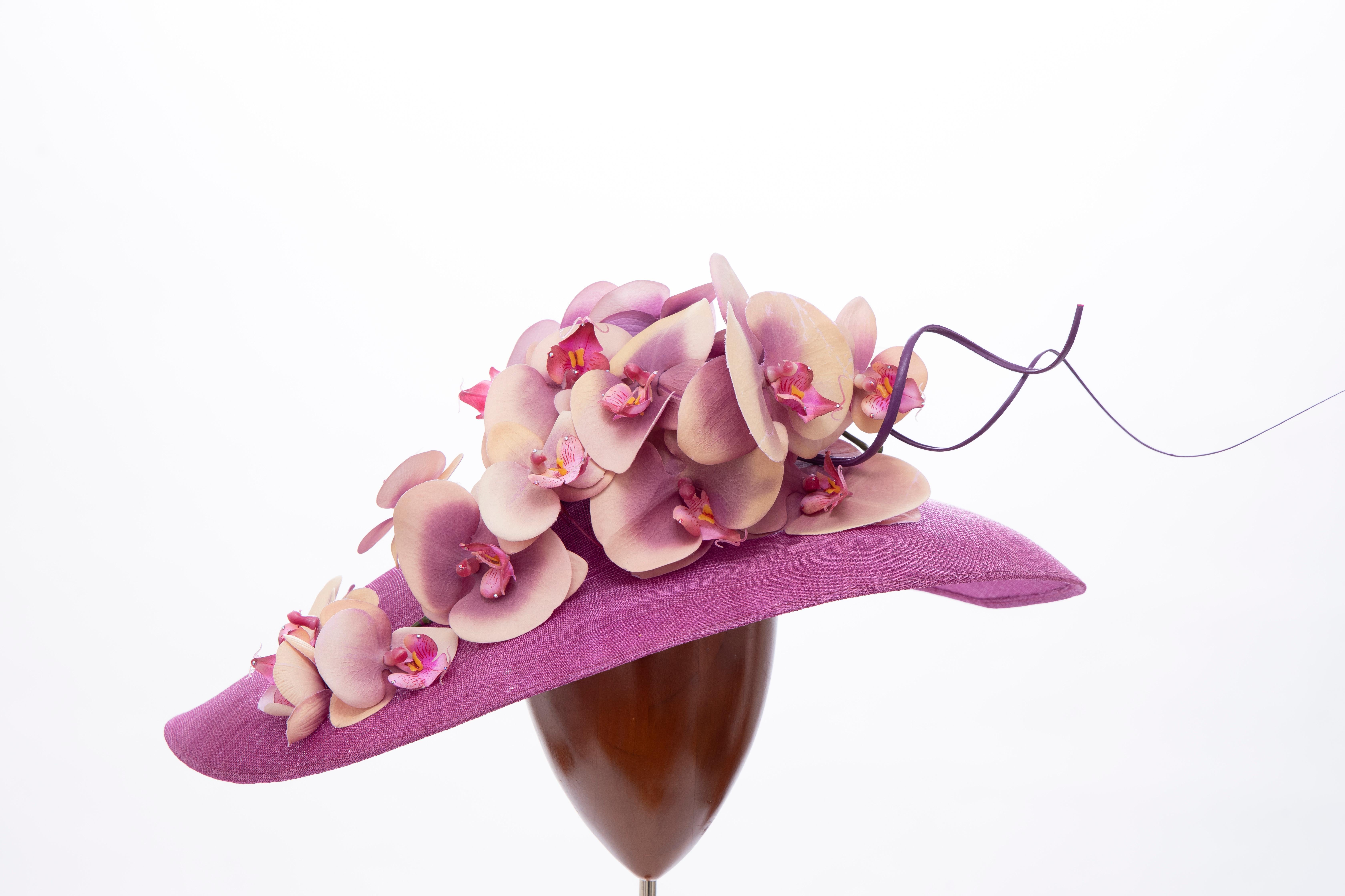 Philip Treacy Fuschia Sinamay Straw Hat 