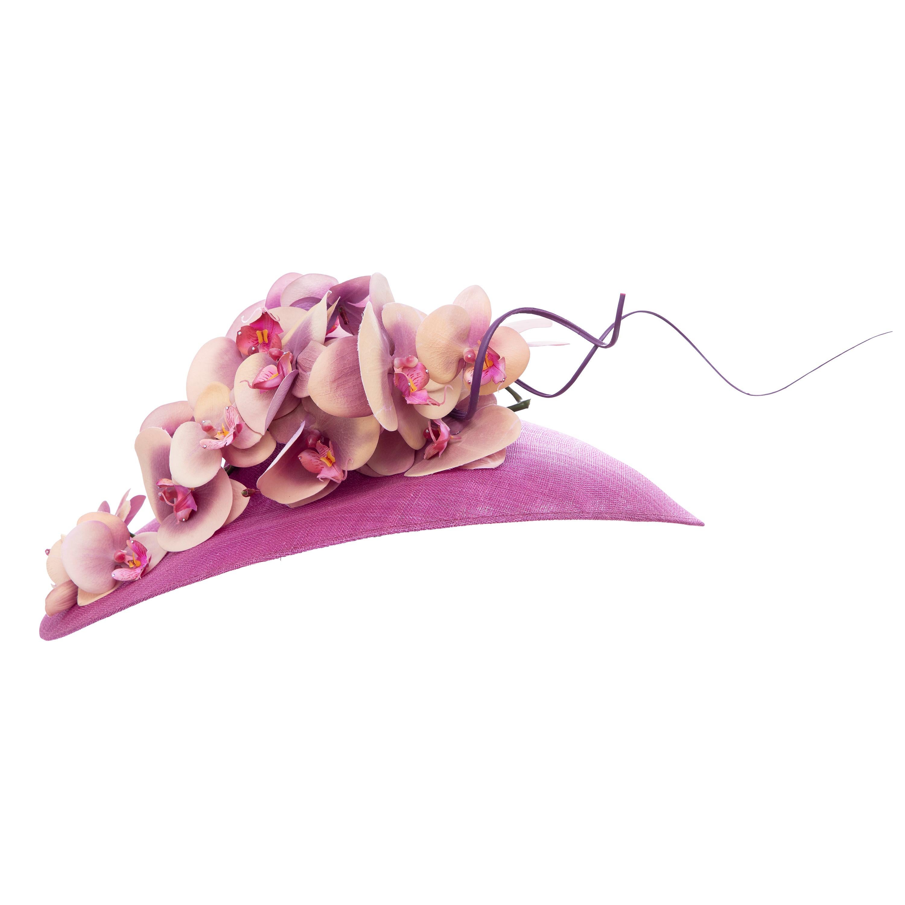 Philip Treacy Fuschia Sinamay Straw Hat "Orchid Collection", Spring 2012 For Sale