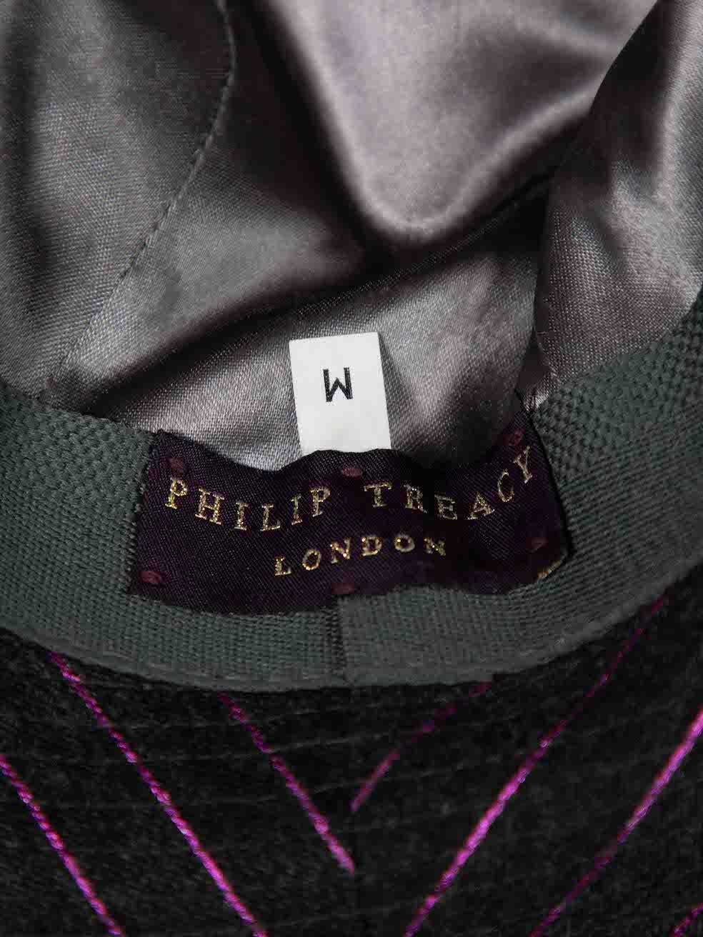 Philip Treacy Grey & Purple Striped Fedora For Sale 3